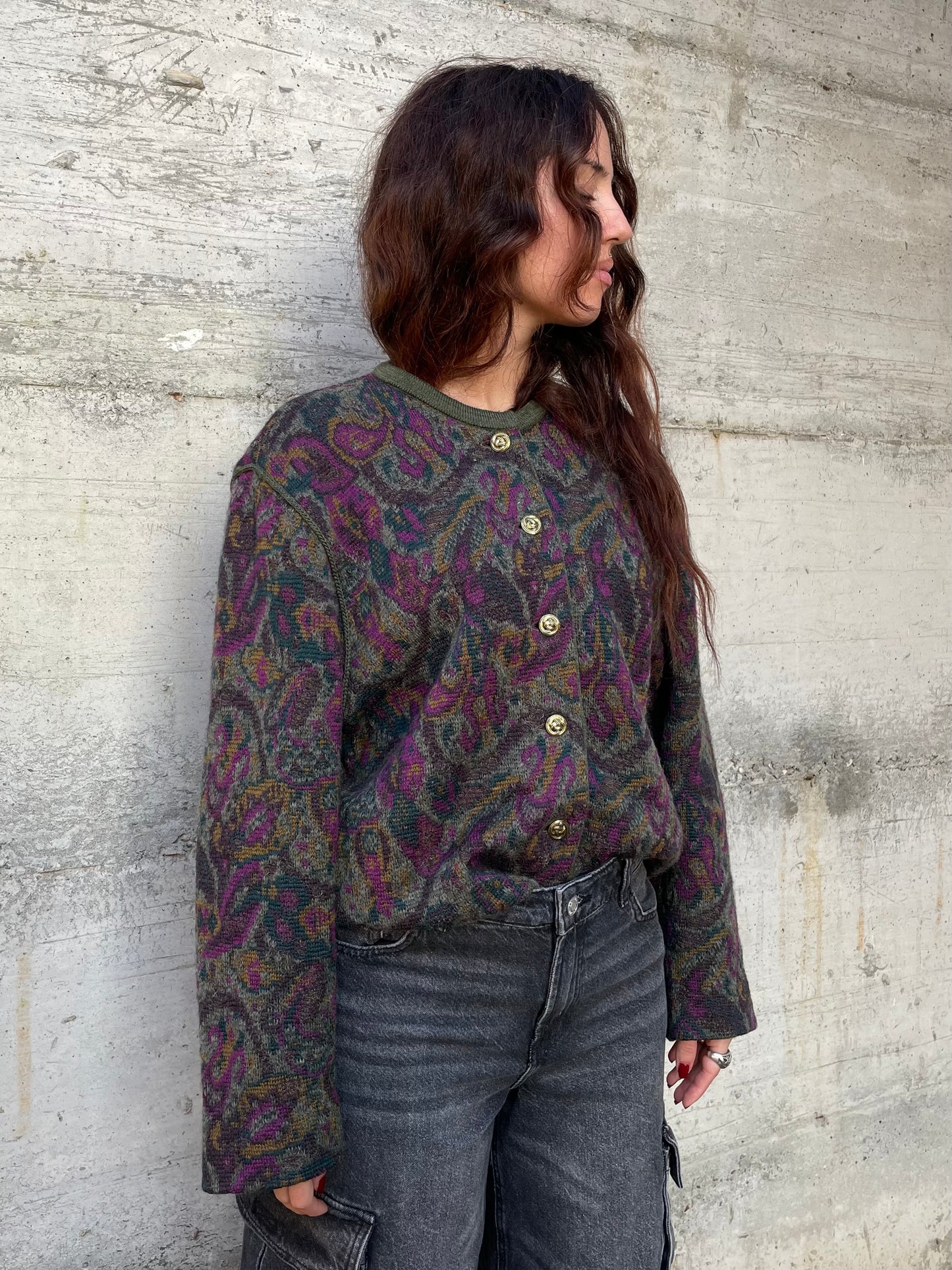 Cardigan Geiger in misto lana e mohair - taglia M/L