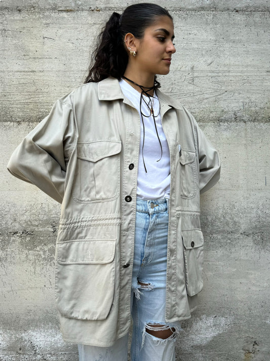 Overshirt cargo in cotone color ghiaccio
