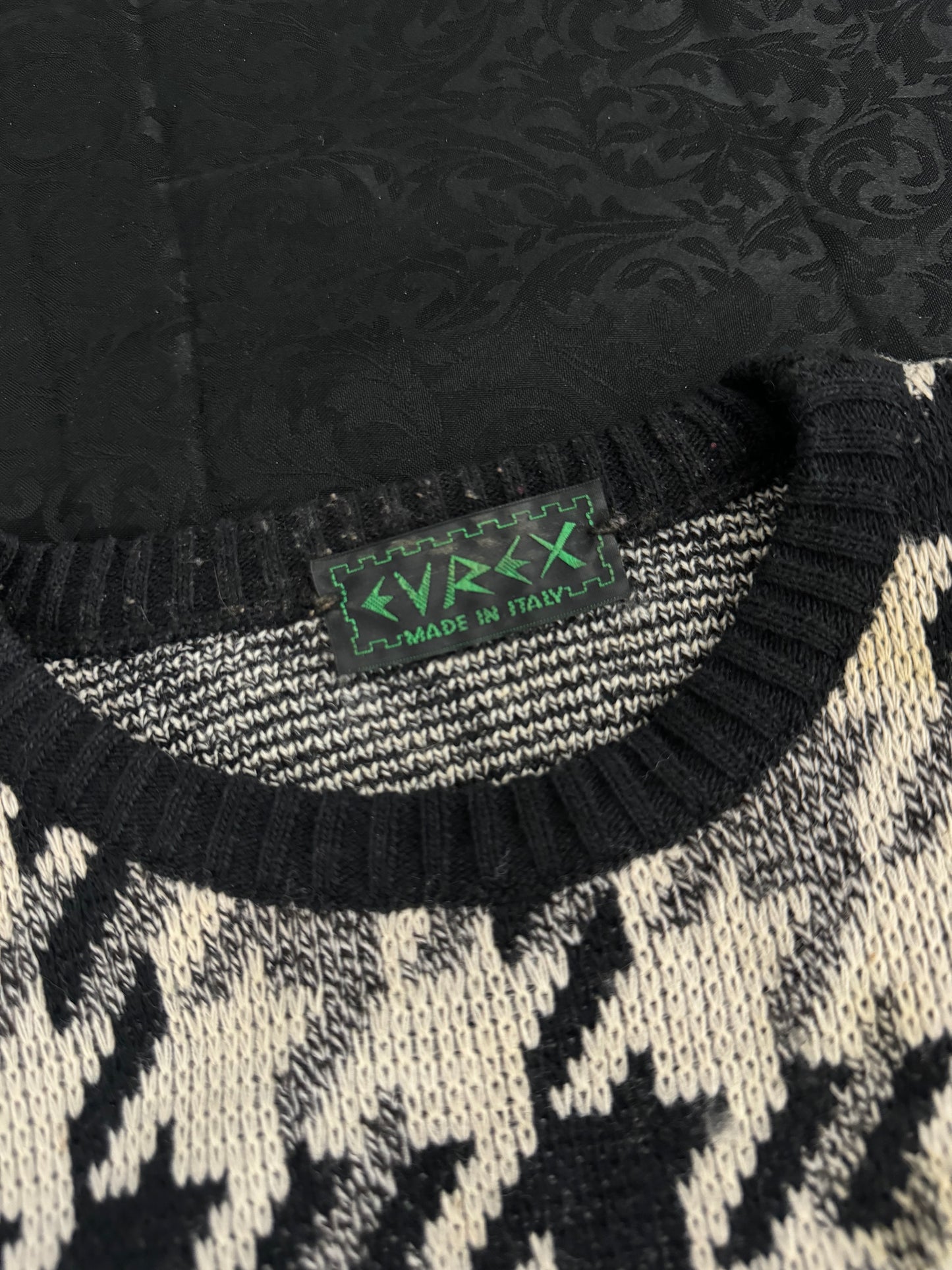 Pullover girocollo pied de poule in misto lana