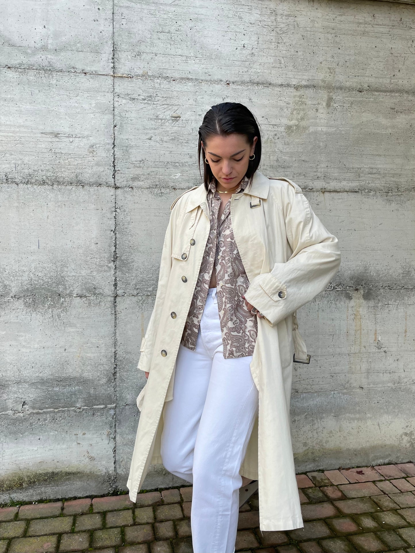 Trenchcoat crema in cotone Andrea Silardi