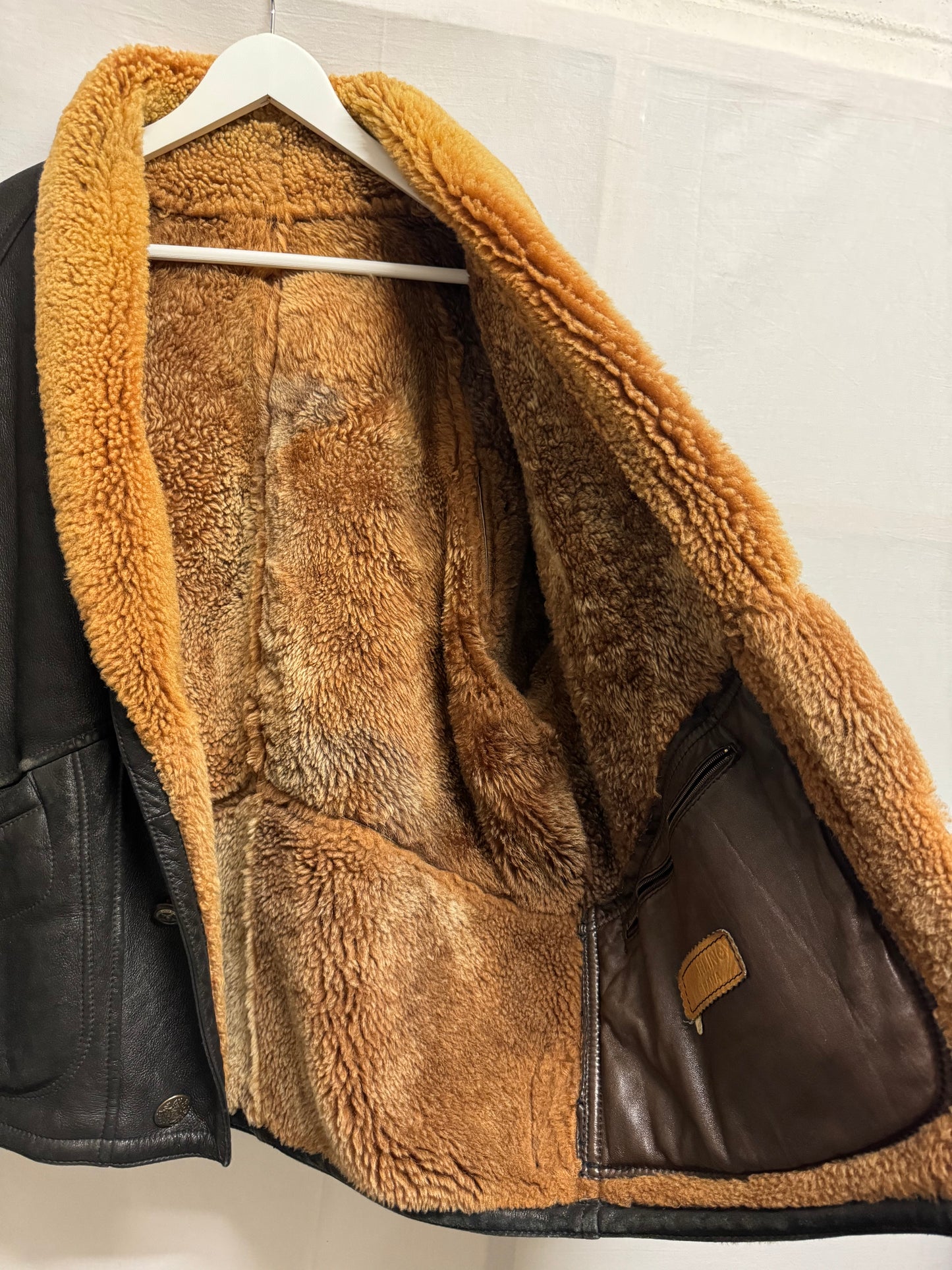 Bomber in montone Shearling testa di moro, taglia 48it uomo