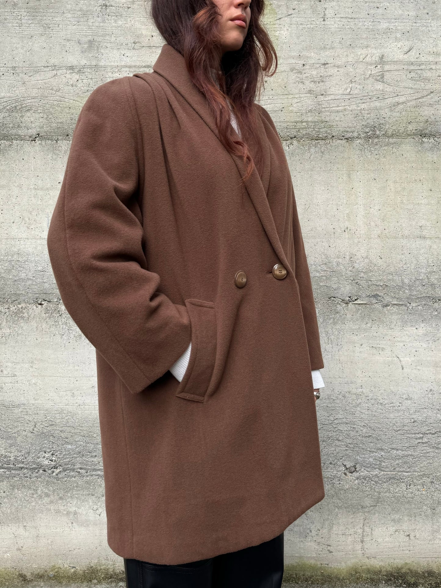 Cappottino doppiopetto cioccolato 80% lana