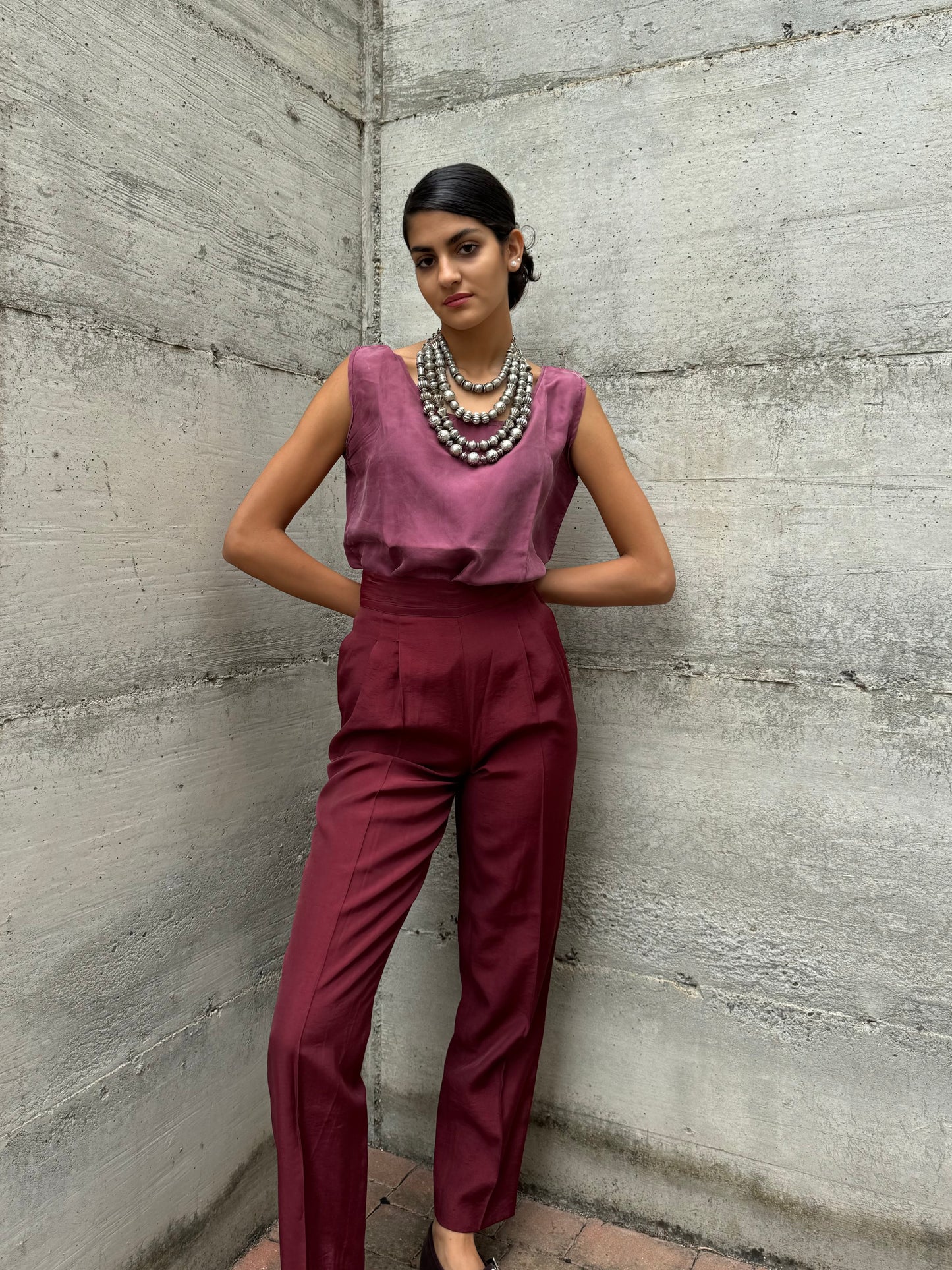 Top / sottogiacca sartoriale in pura seta, taglia M