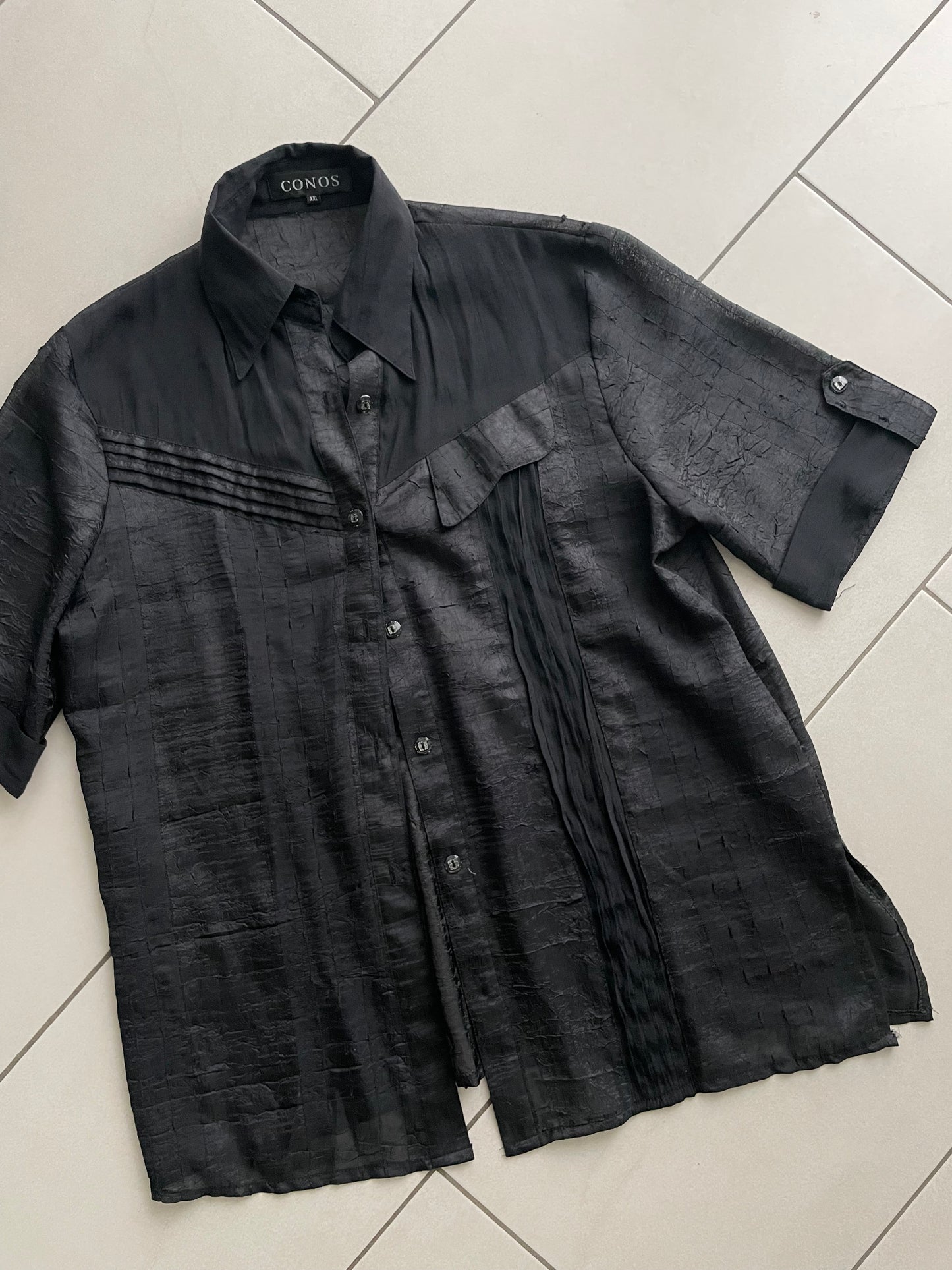 Maxi camicia sheer nera 100% viscosa - taglia unica