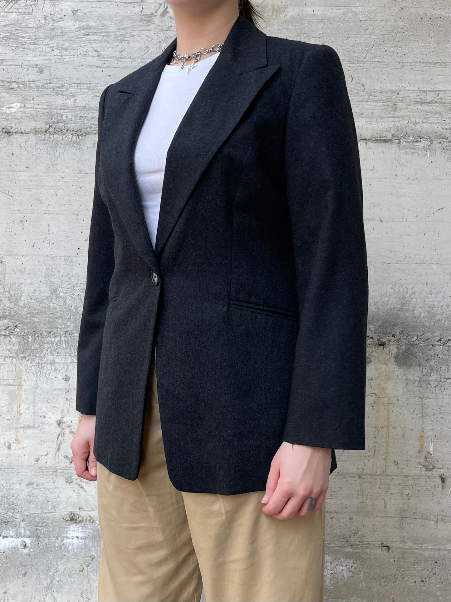 Blazer monopetto lana grigio scuro - 44it donna