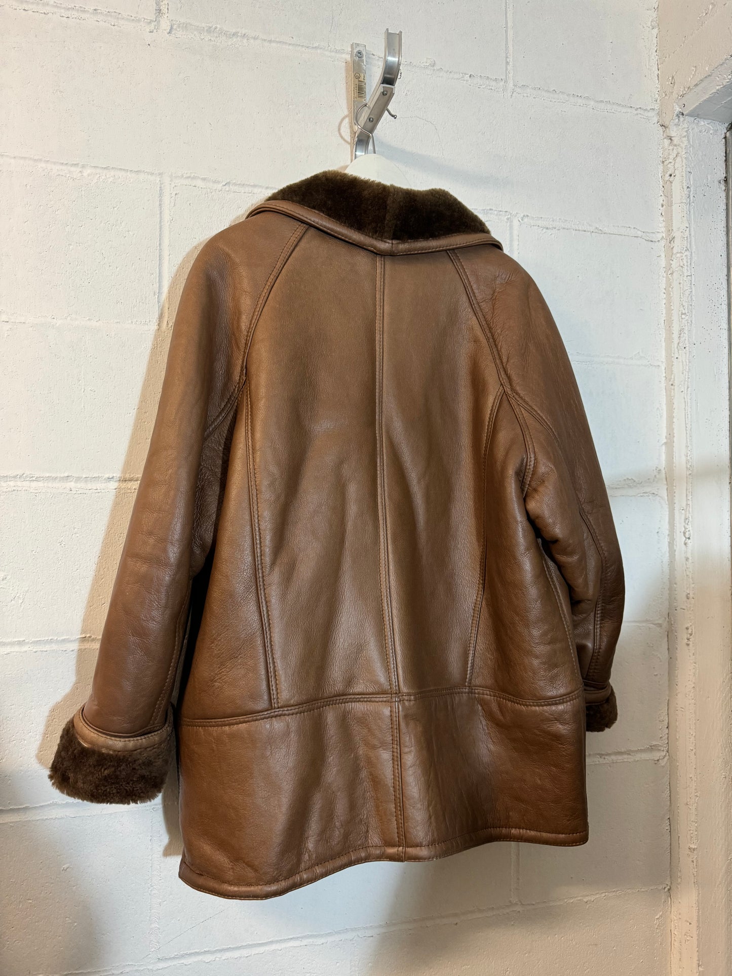 Montone Shearling cioccolato in nappa, a pelo raso, taglia 48it uomo (S/M)