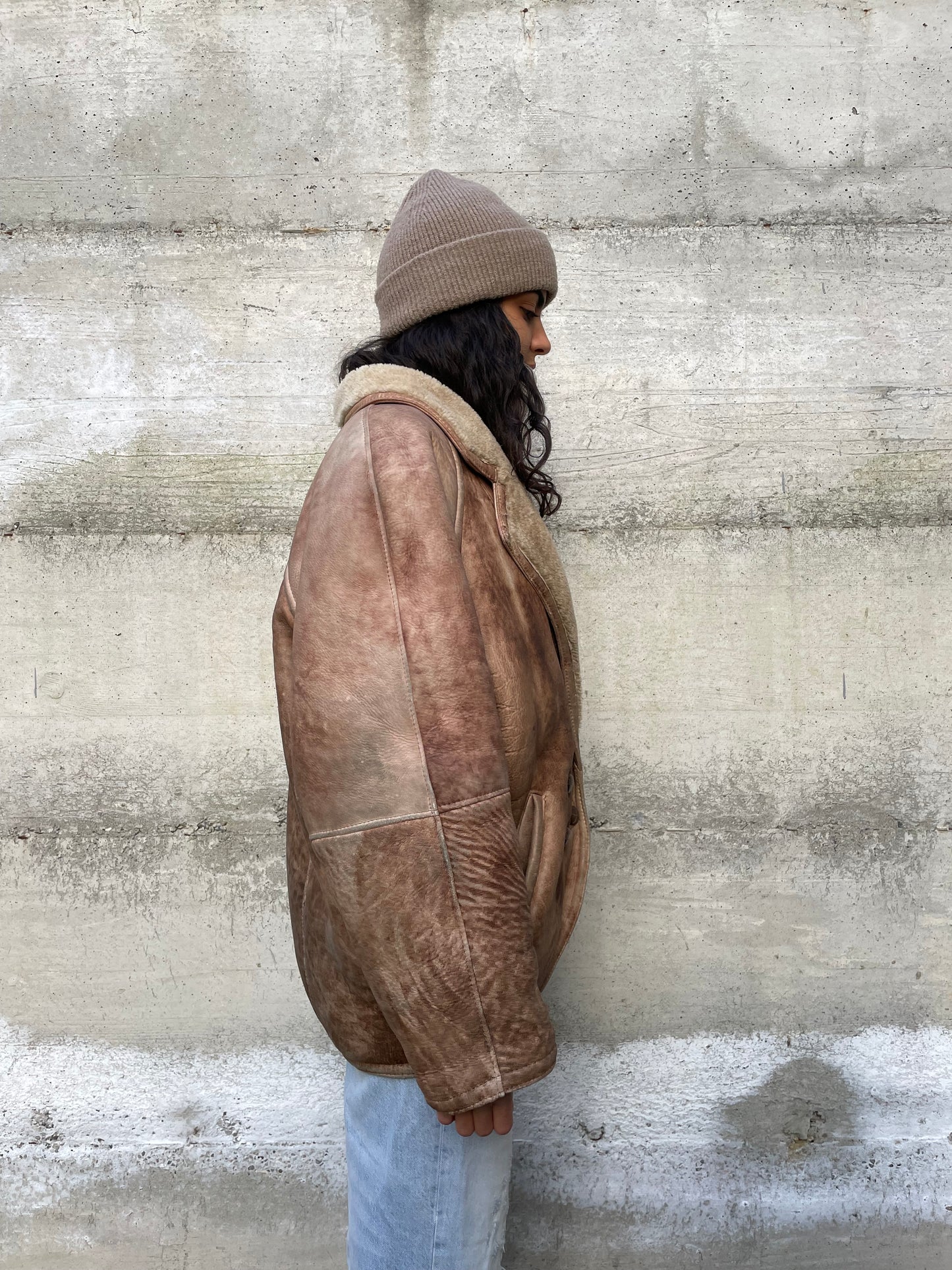 Montone donna originale Shearling 80s in nappa sfumata