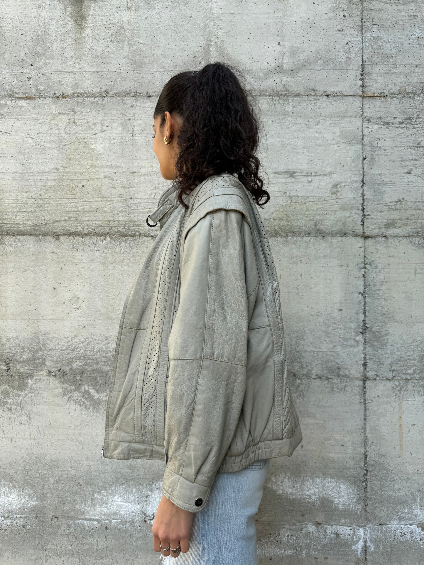 Bomber in vera pelle ghiaccio