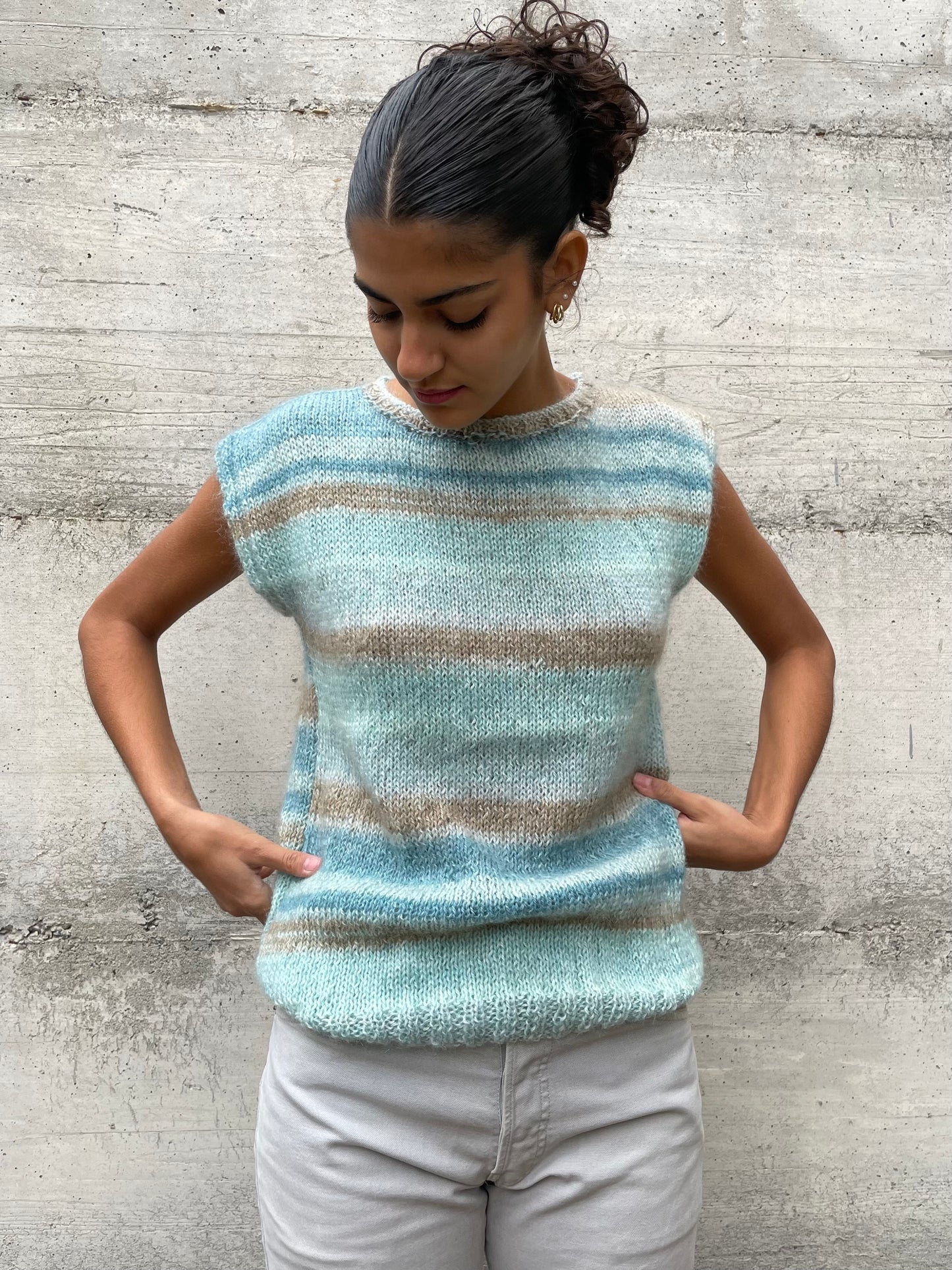 Gilet striped handmade in lana - taglia M