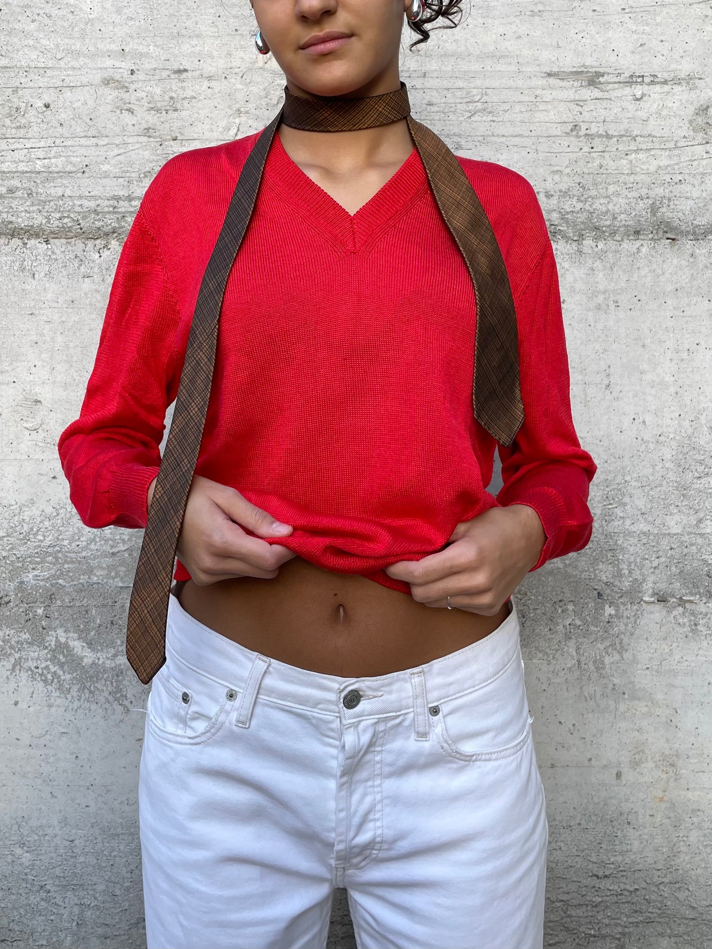 Maglioncino sartoriale 100% cotone rosso - taglia M