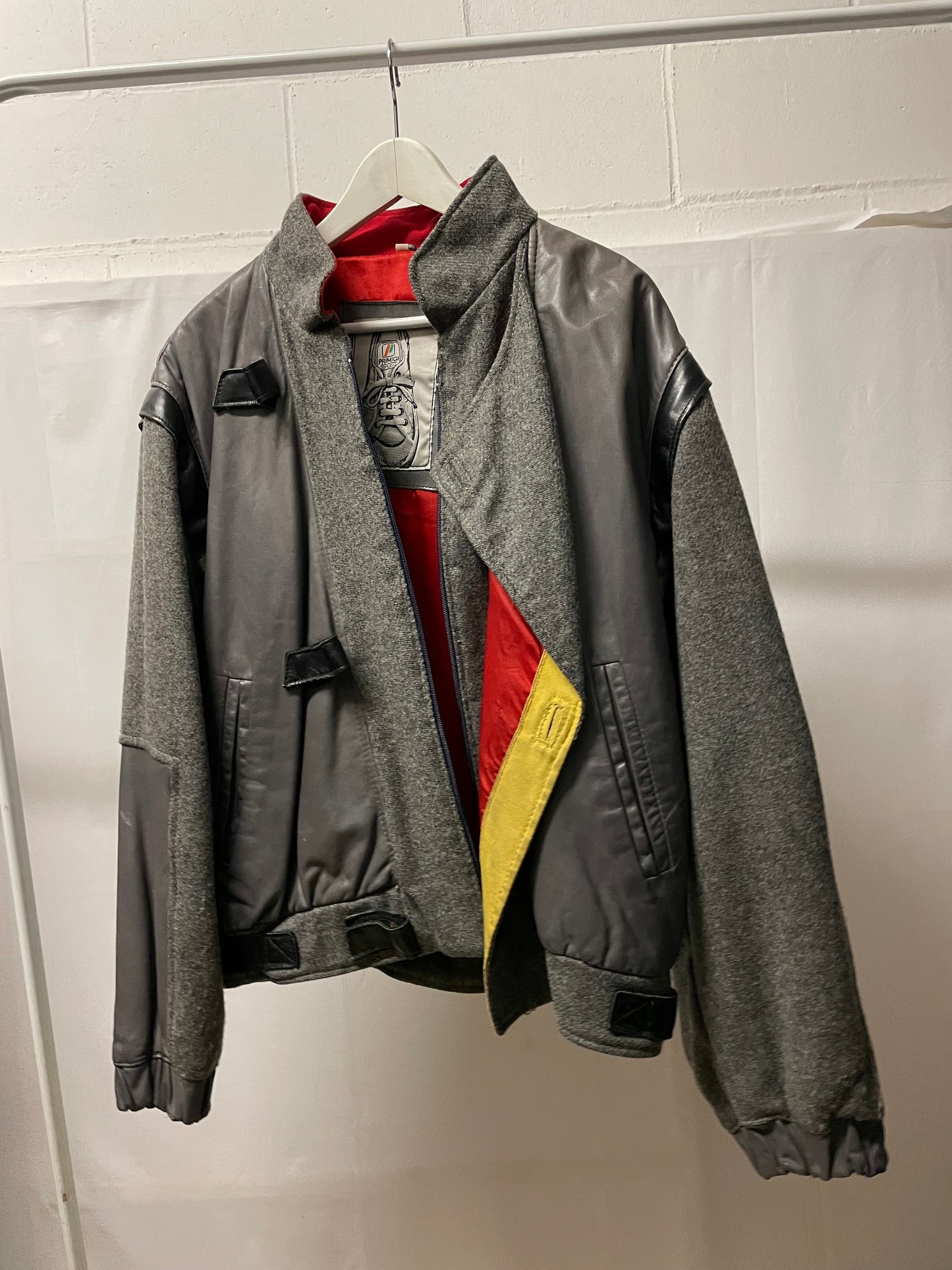 Bomber smanicabile in vera pelle e lana, Primigi 90s