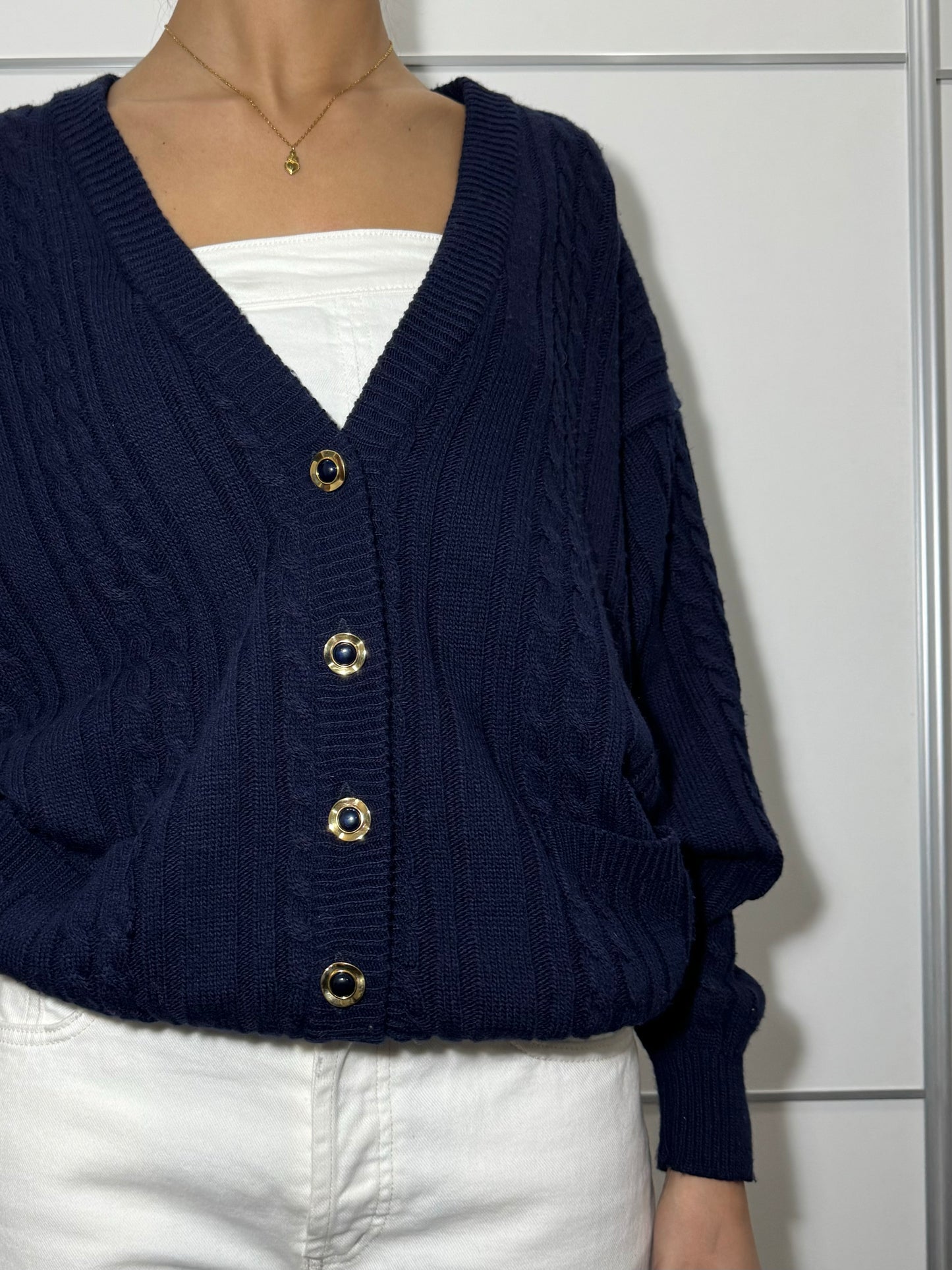 Cardigan trecce sartoriale blu notte