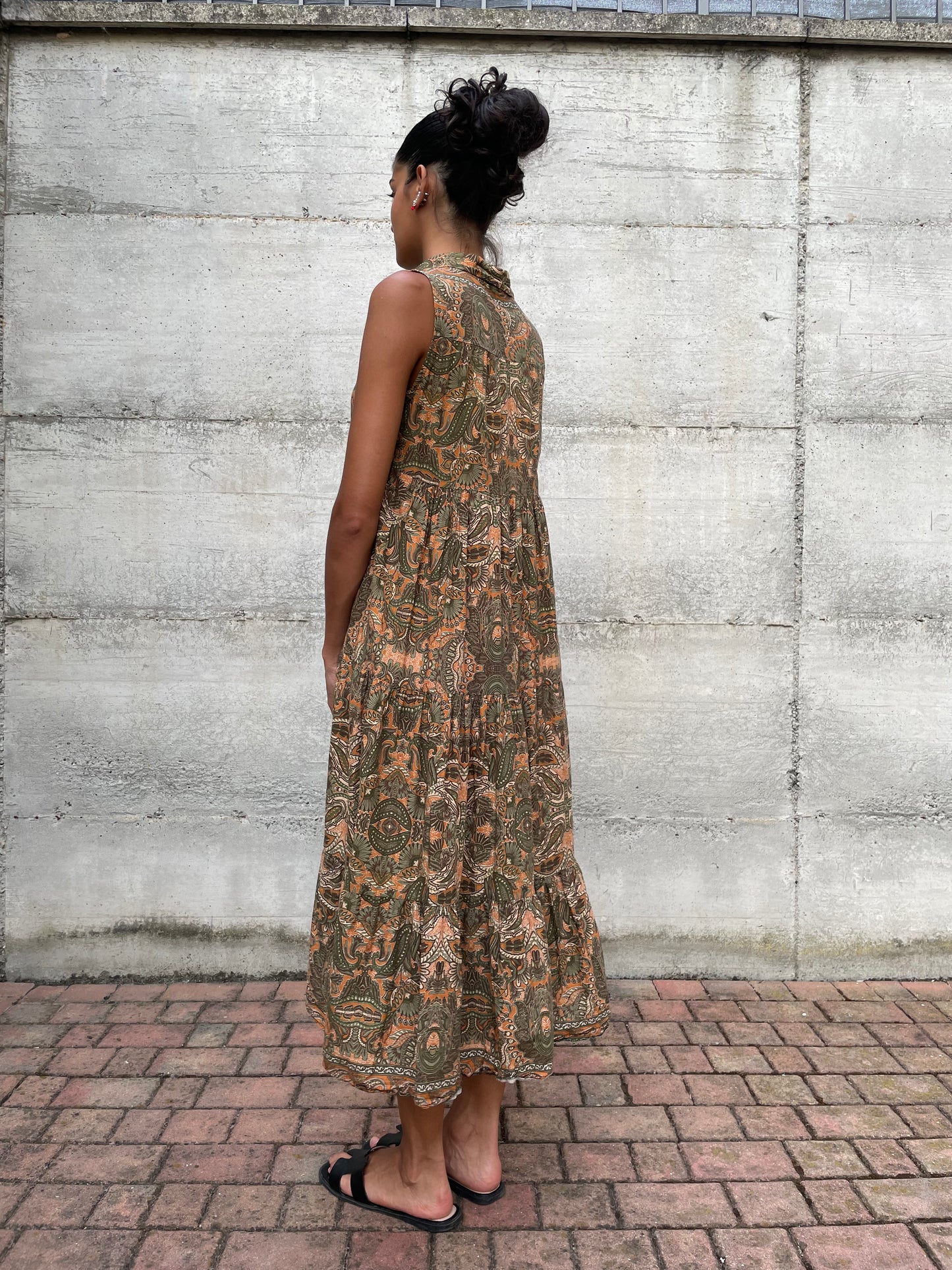 Abito chemisier lungo smanicato 100% cotone - taglia unica