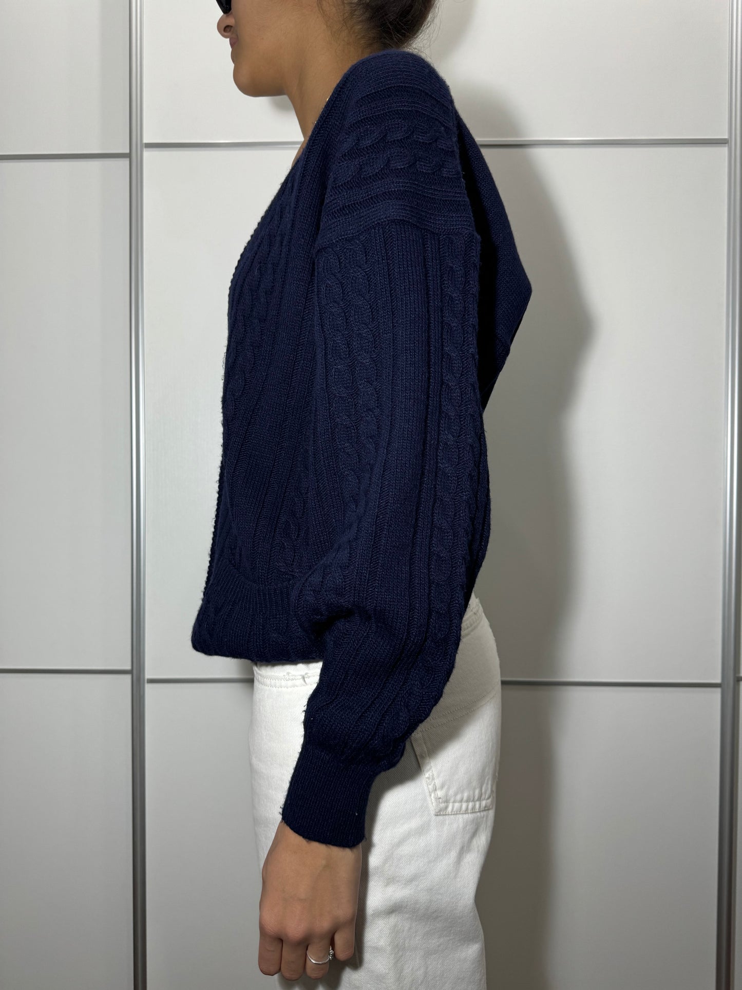 Cardigan trecce sartoriale blu notte