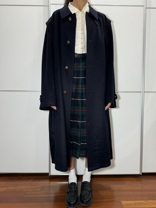 Classico cappotto Loden blu notte in misto lana vergine e alpaca