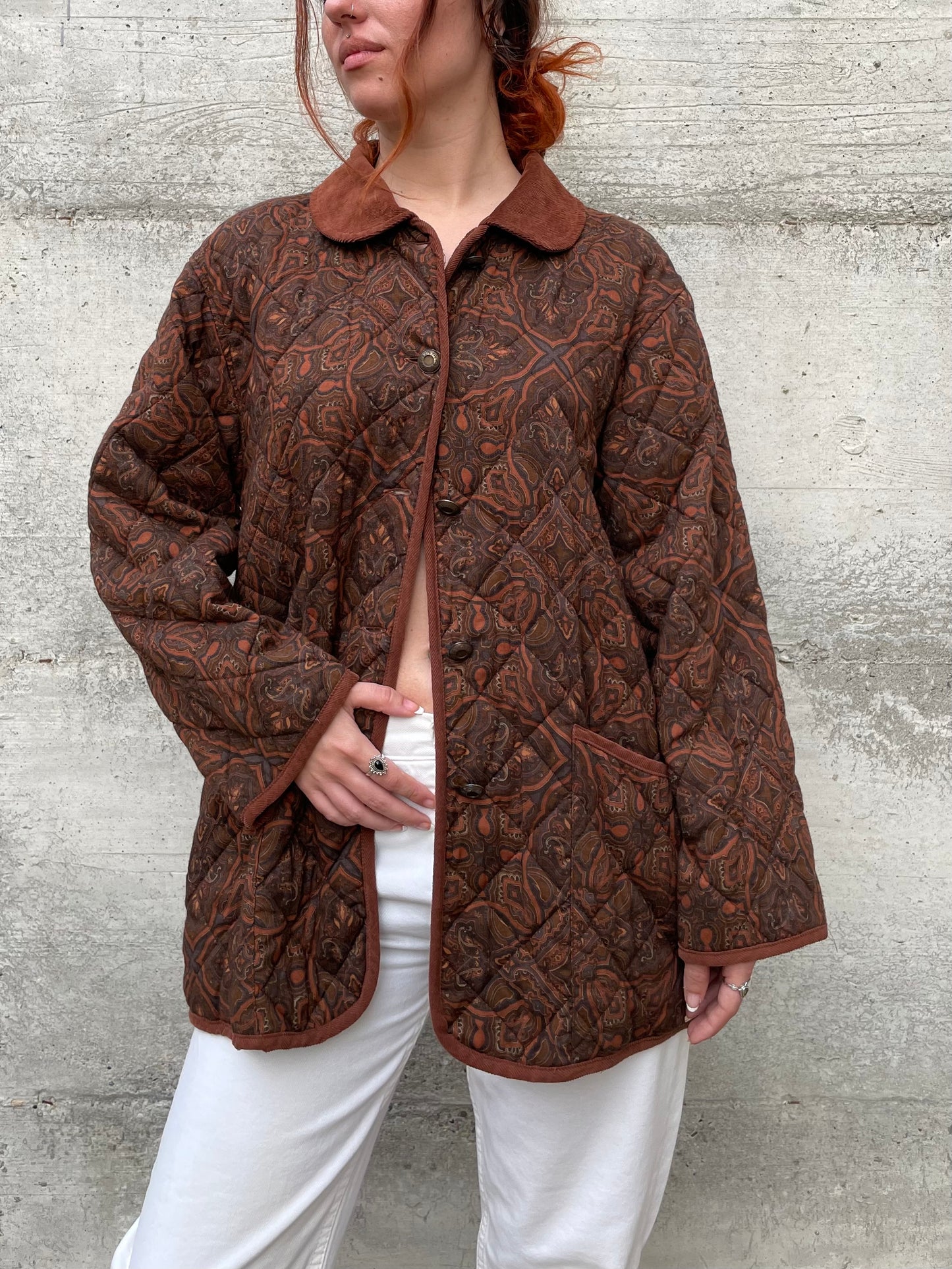 Giacca trapuntata leggera paisley cioccolato - M donna