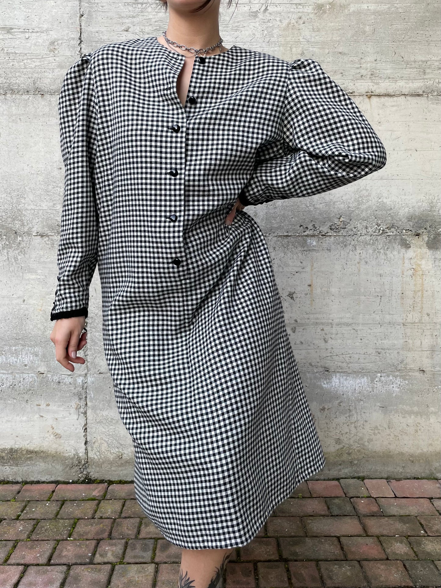 Vestito midi vichy bianco e nero Luisa Spagnoli - M/L