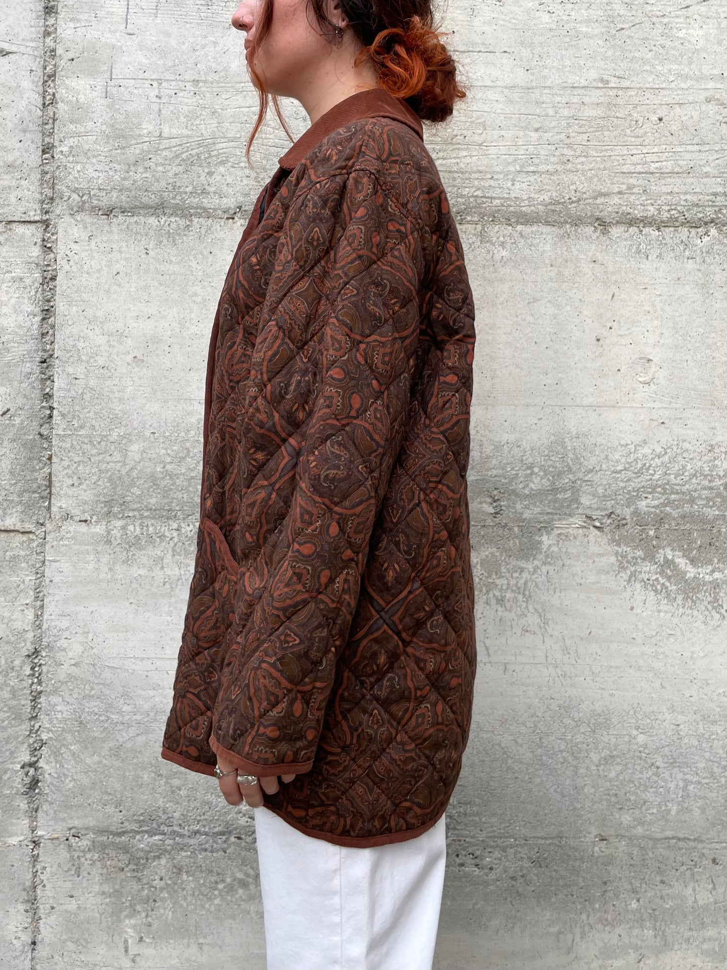 Giacca trapuntata leggera paisley cioccolato - M donna