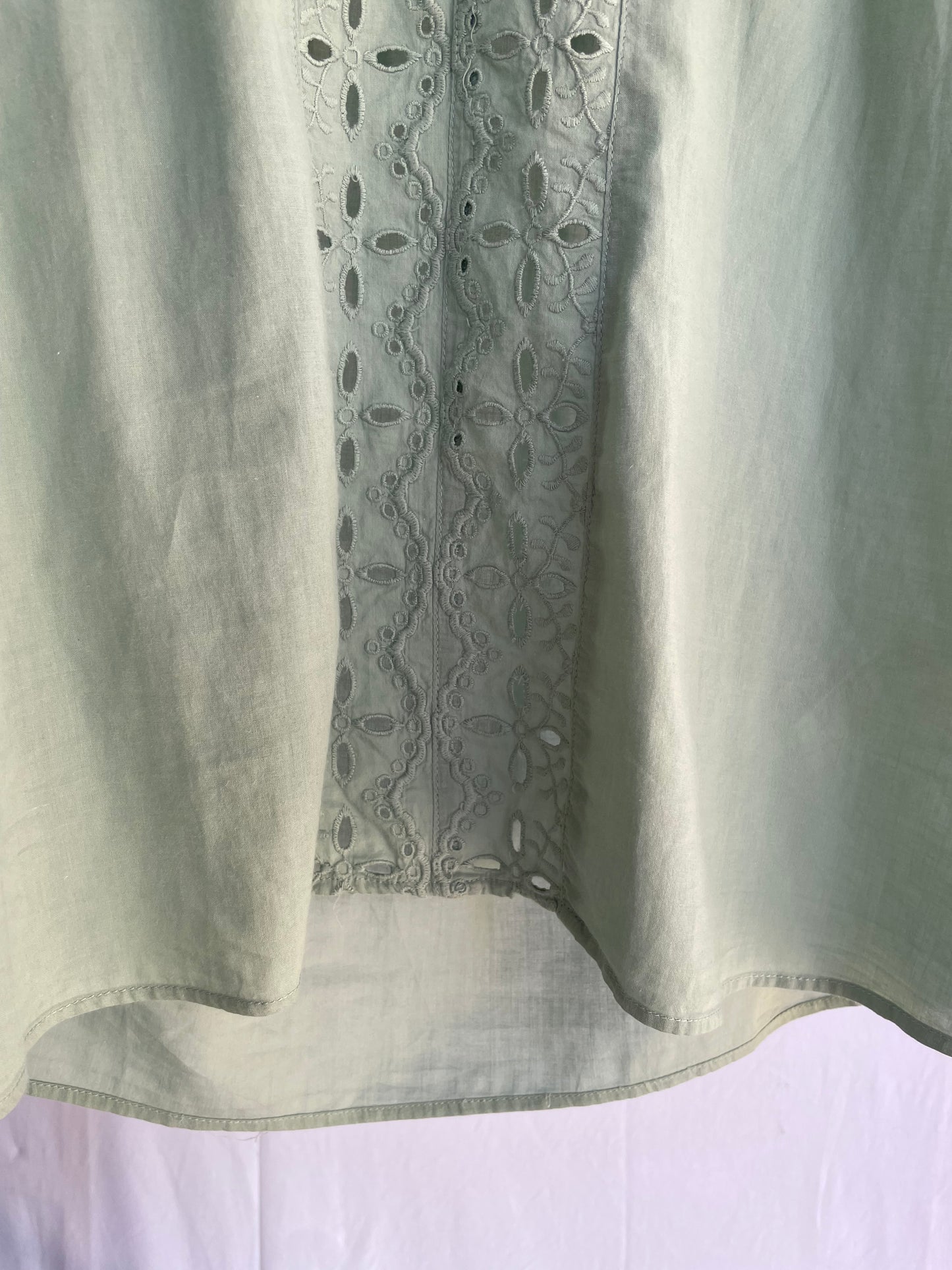 Top sangallo turchese, 100% cotone, taglia S