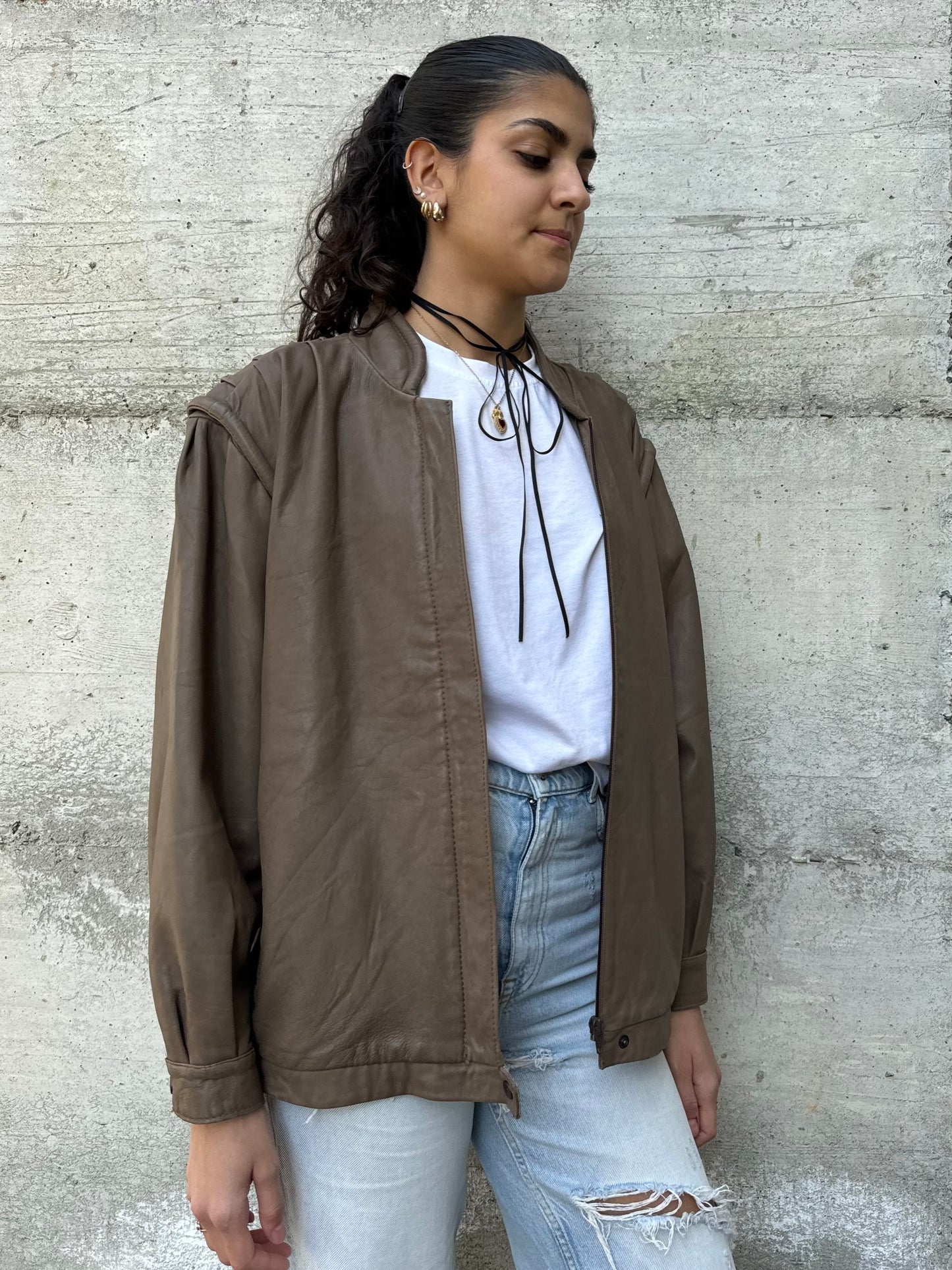 Bomberino donna liscio in vera pelle nappata