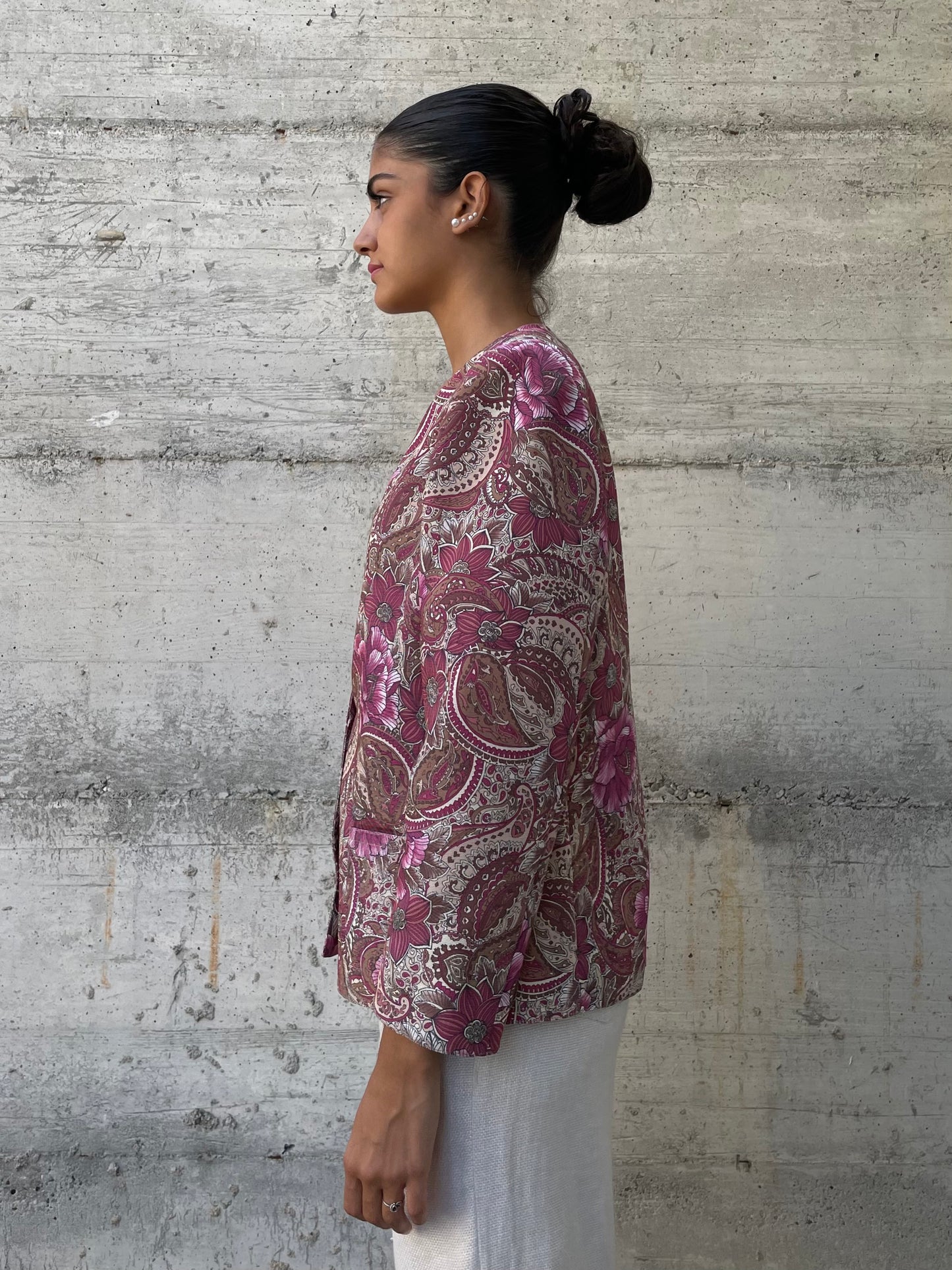 Blazer sartoriale in misto cotone fantasia - taglia M