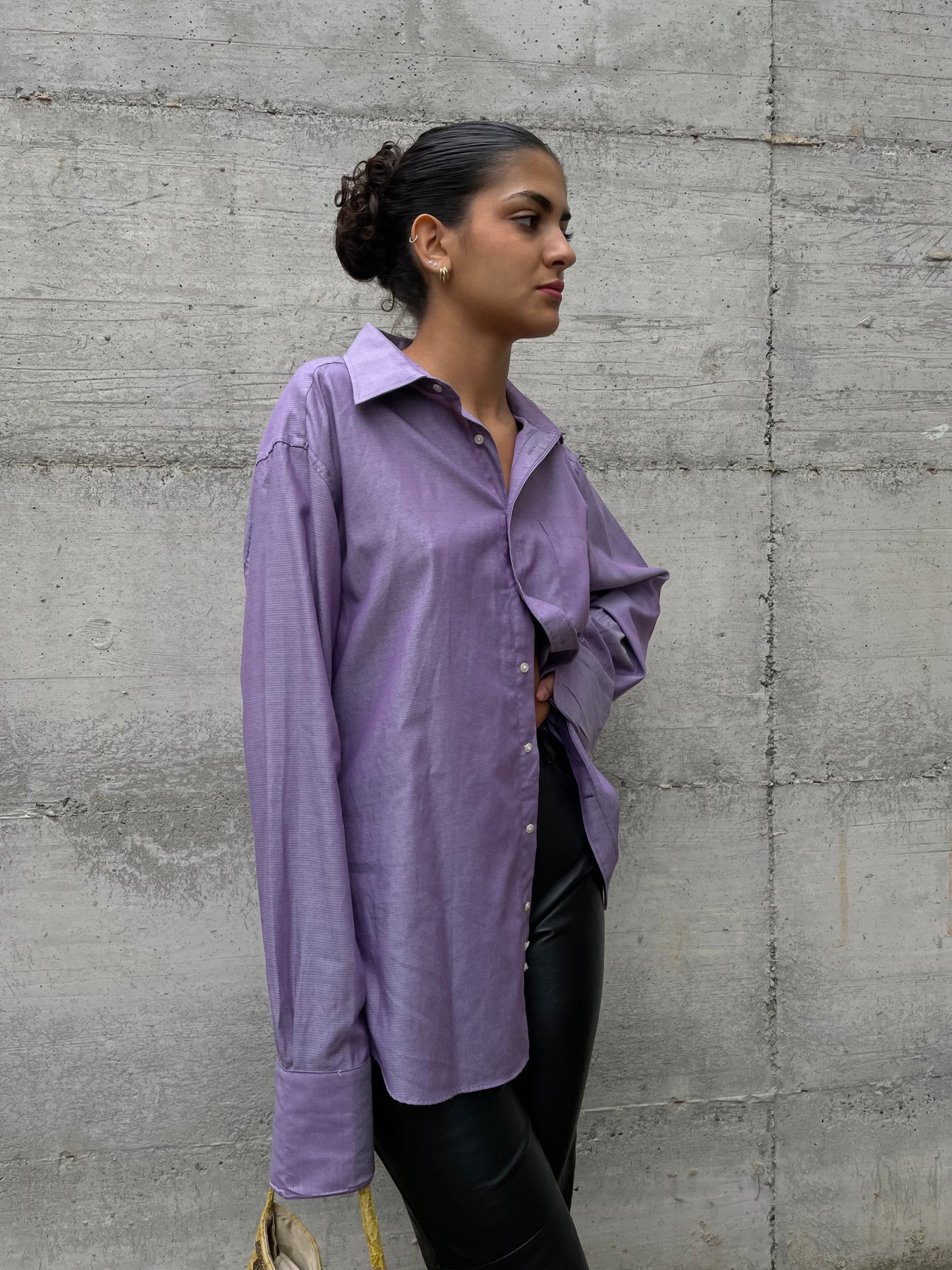 Camicia oversize lilla 100% cotone
