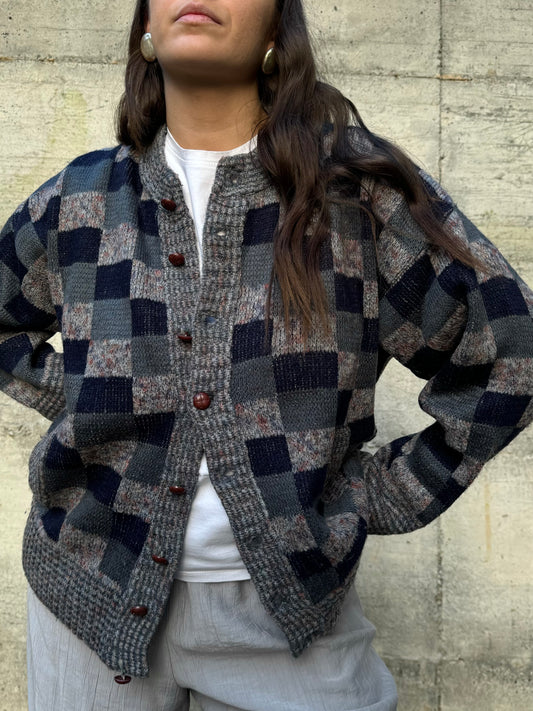 Cardigan girocollo sartoriale in lana