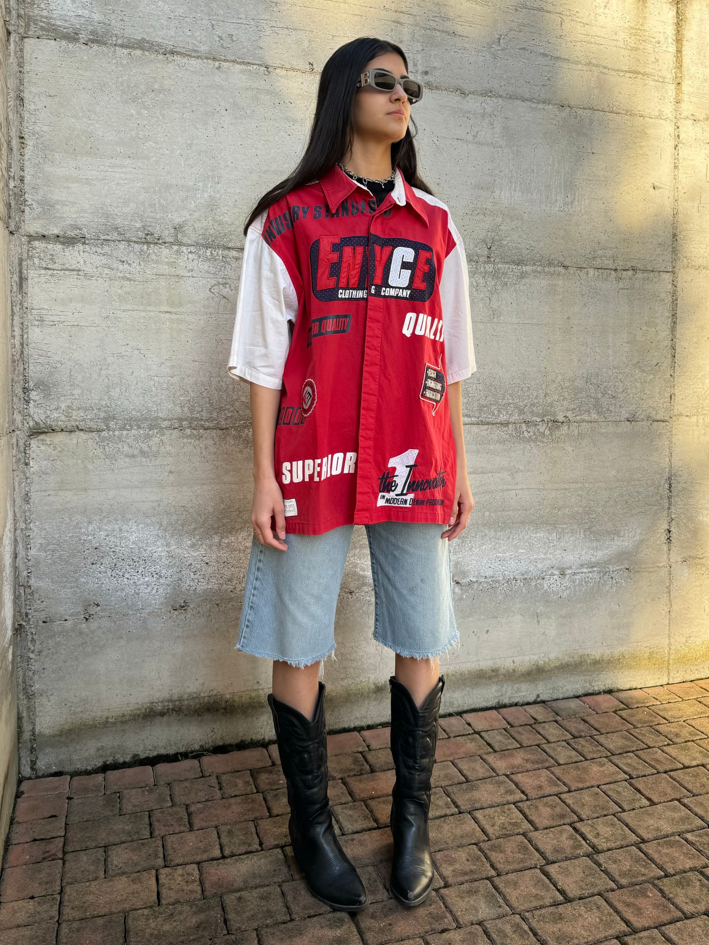 Maxi camicia ENYCE bikercore in cotone