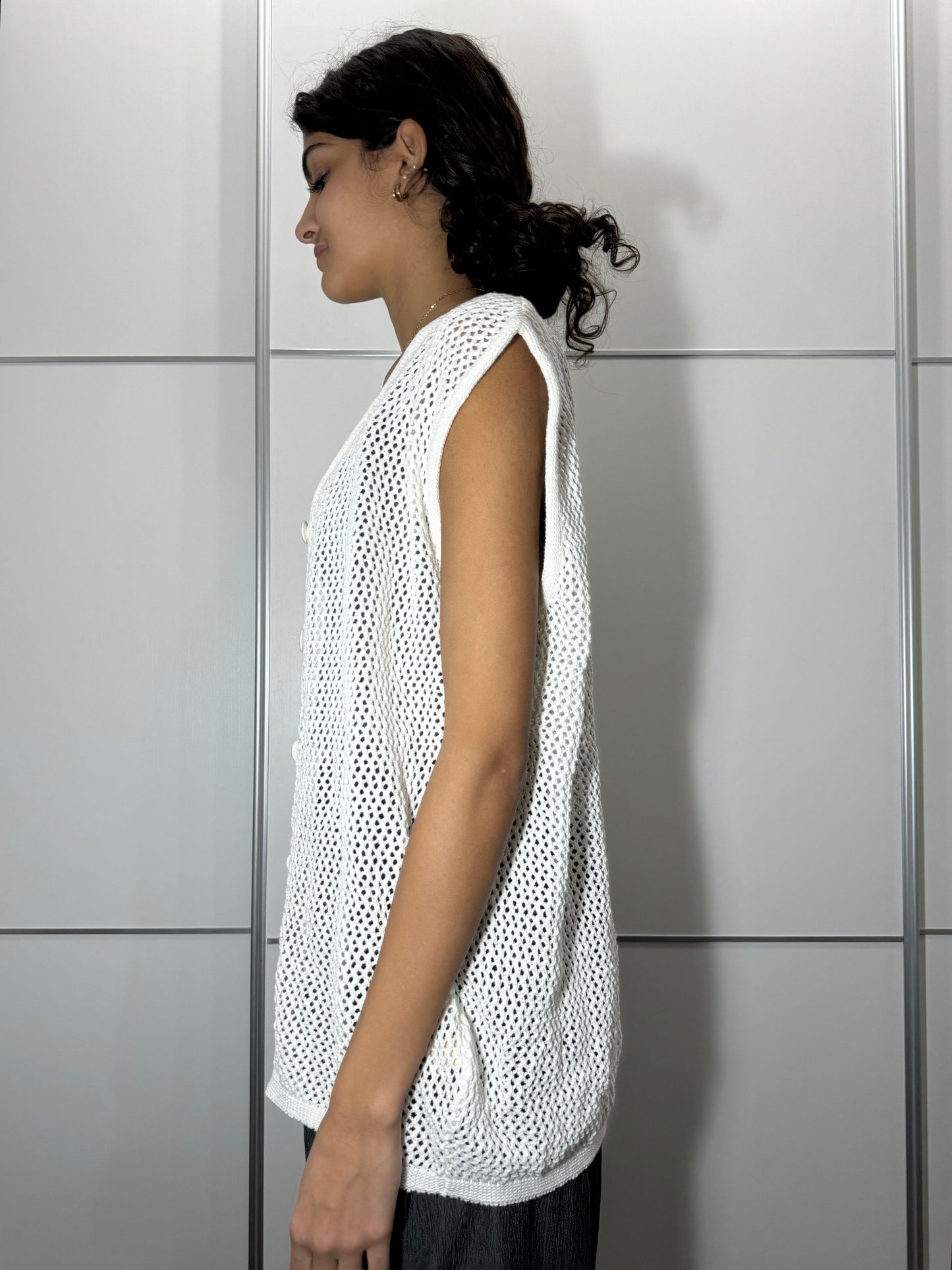 Gilet cardigan a rete oversize 100% cotone