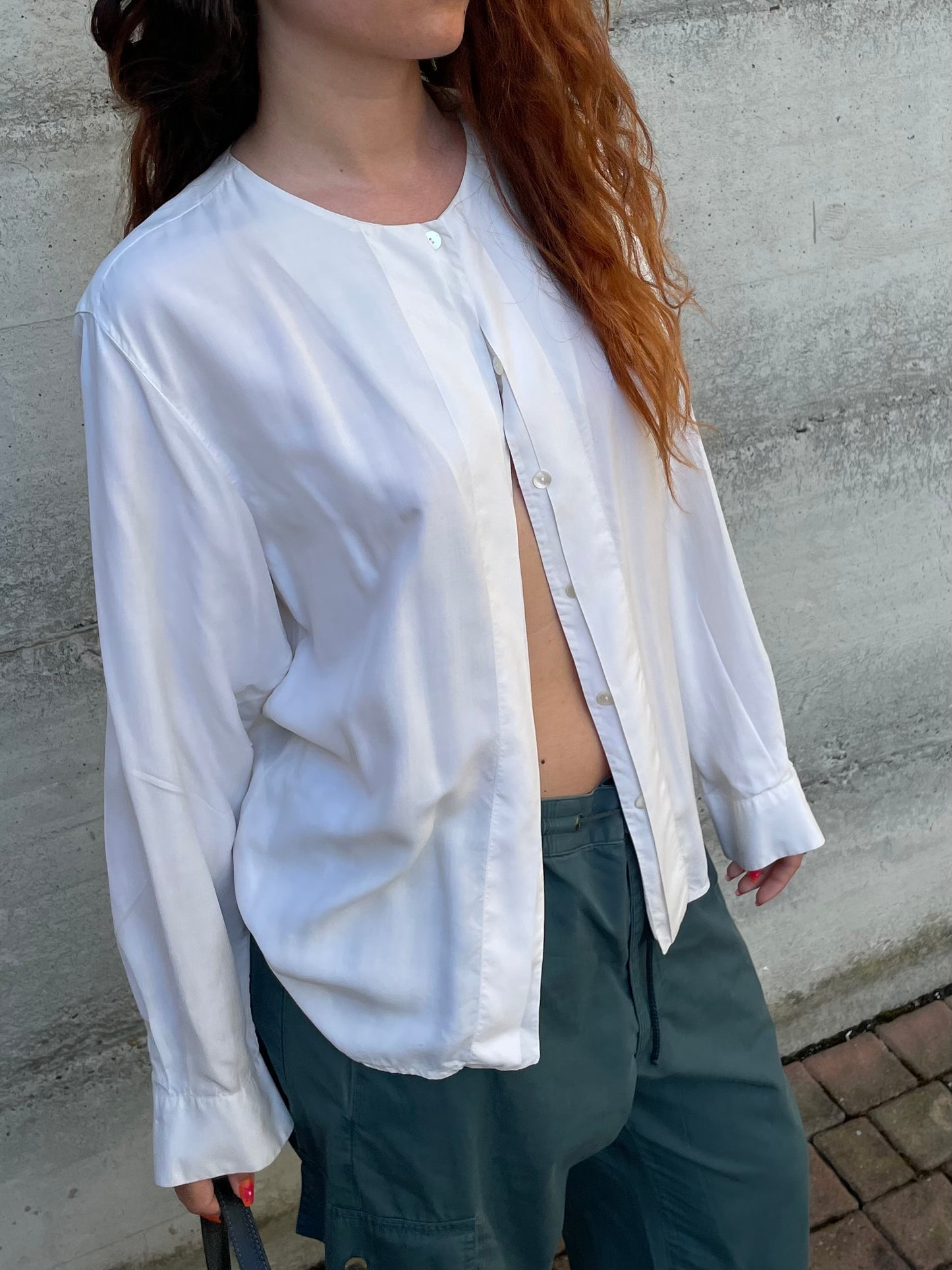 Blusa bianca 100% seta sartoriale, taglia 44it