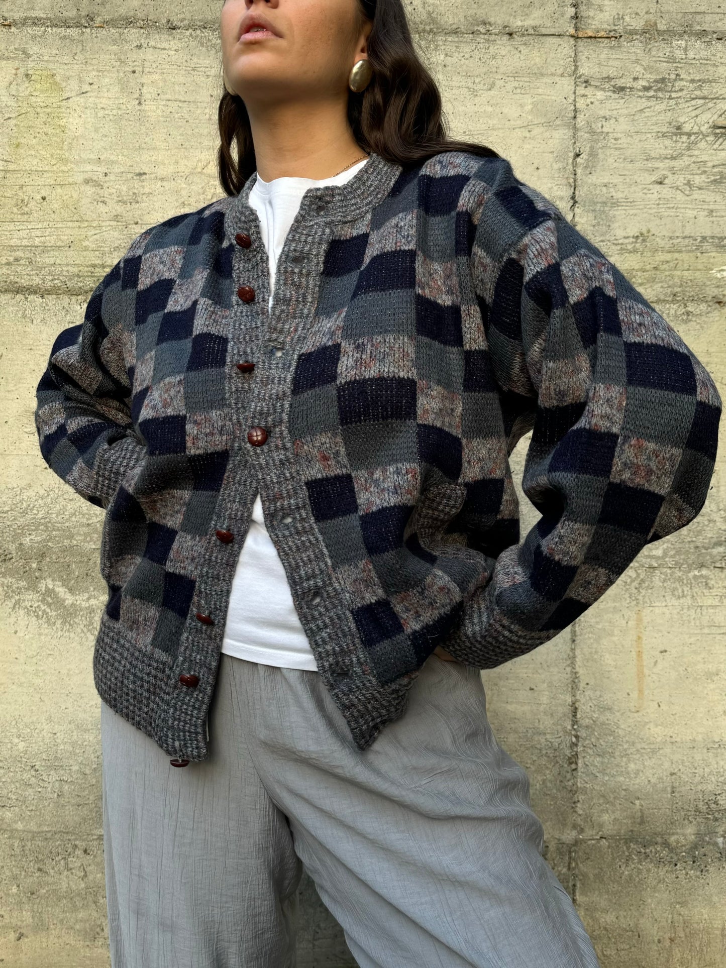 Cardigan girocollo sartoriale in lana