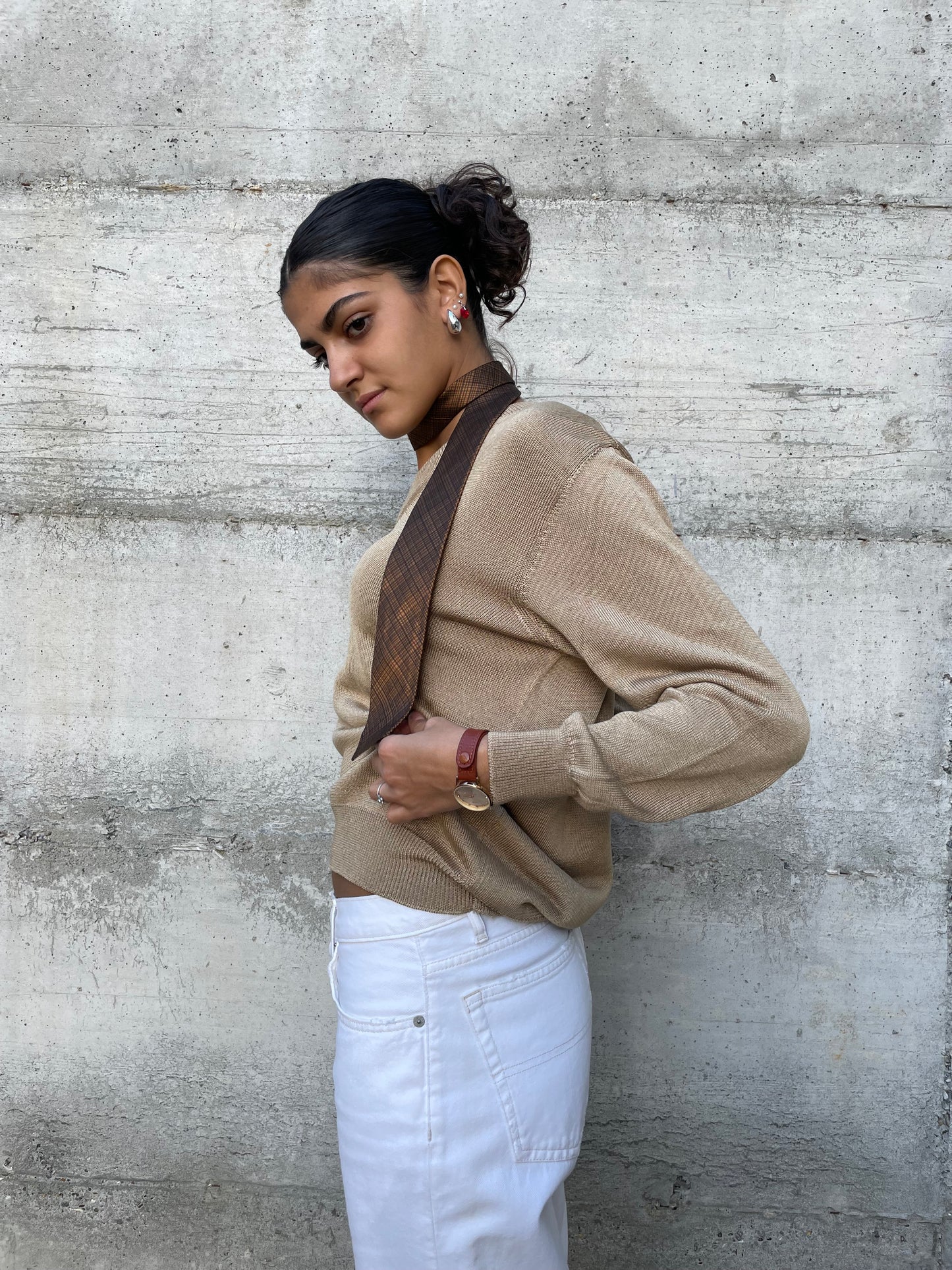 Maglioncino sartoriale 100% cotone scollo a V - taglia M