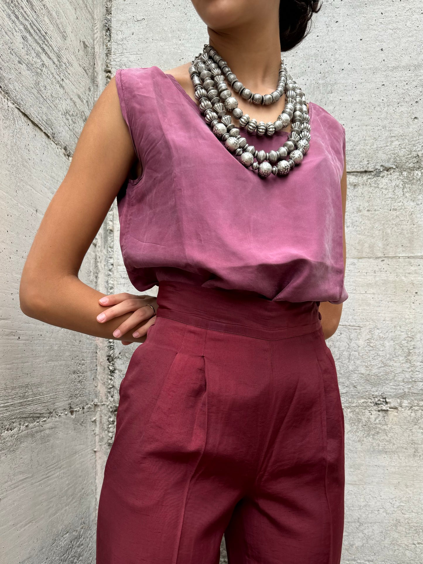 Top / sottogiacca sartoriale in pura seta, taglia M