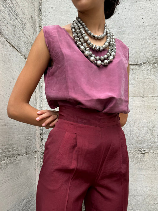 Top / sottogiacca sartoriale in pura seta, taglia M