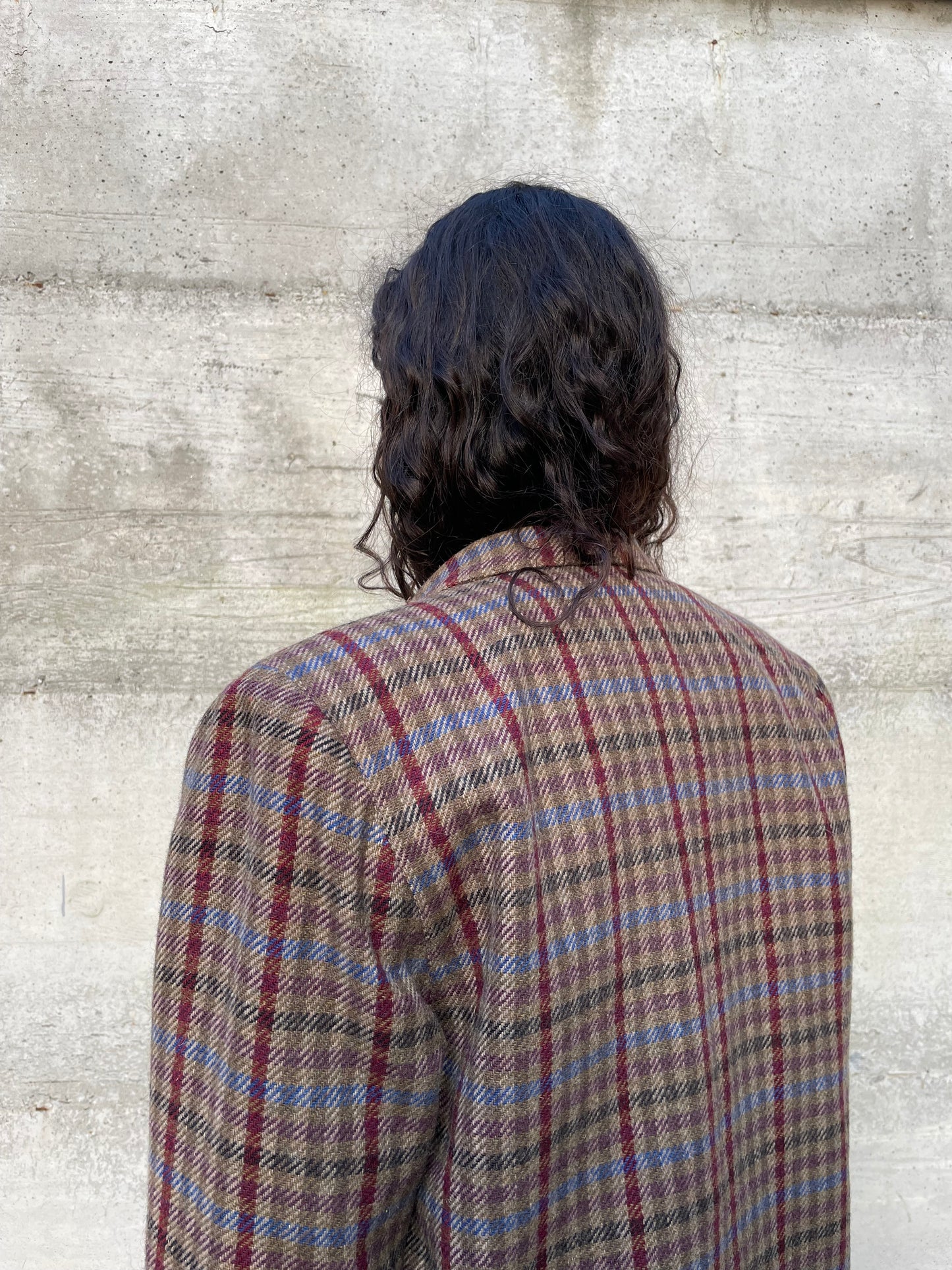 Blazer sartoriale doppiopetto tartan in misto lana