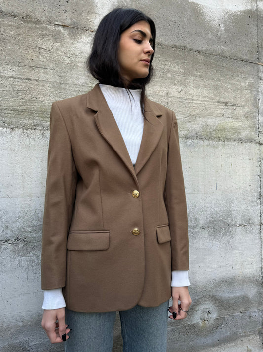 Blazer sartoriale donna in misto lana e cashmere con bottoni dorati