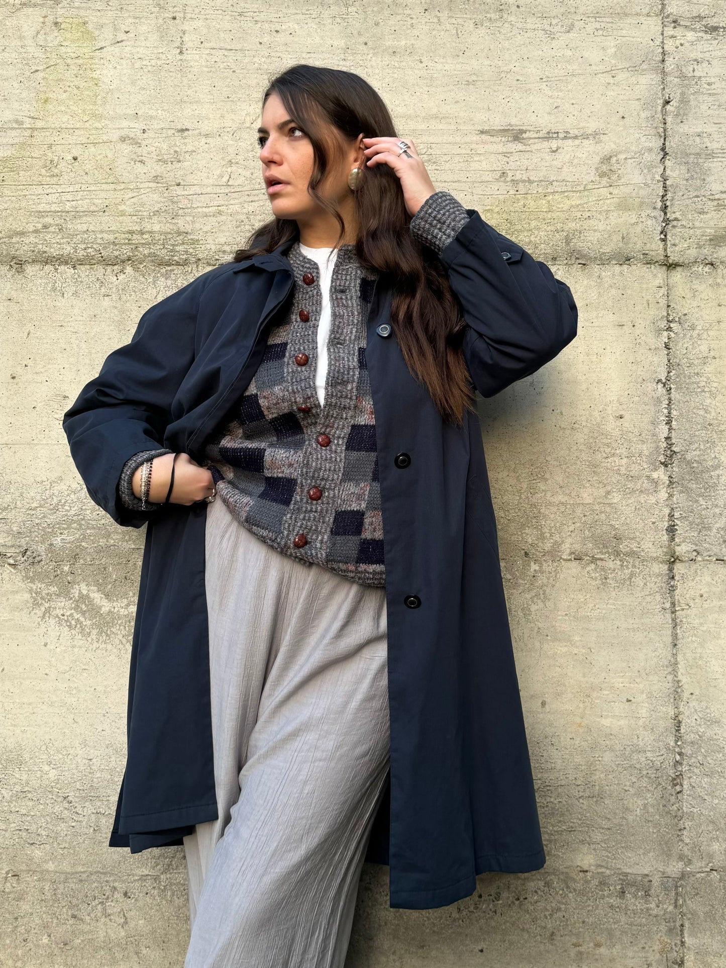 Trenchcoat sartoriale monopetto blu notte