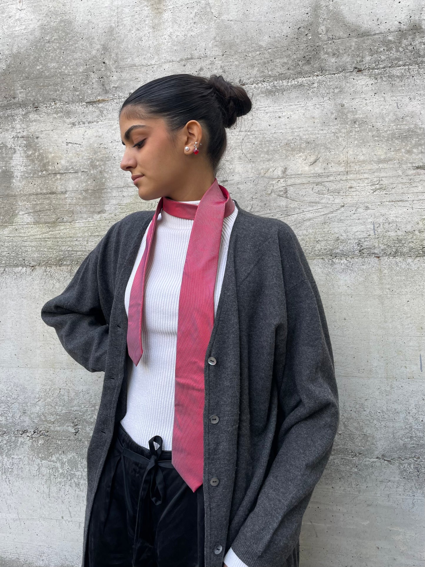 Cardigan sartoriale grigio 100% cashmere