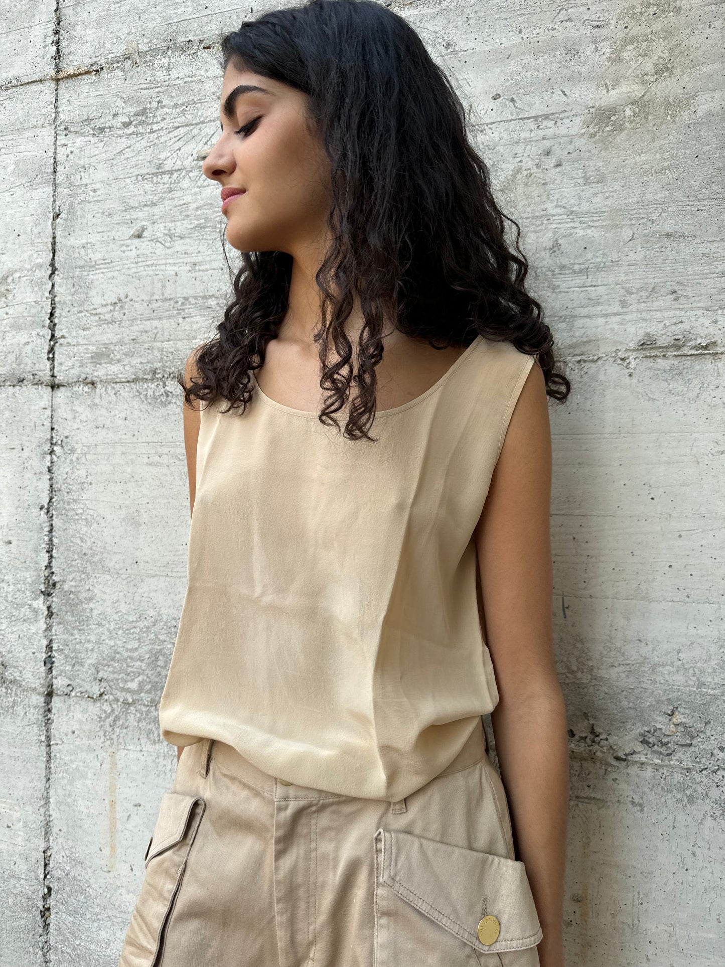 Top sartoriale in pura seta