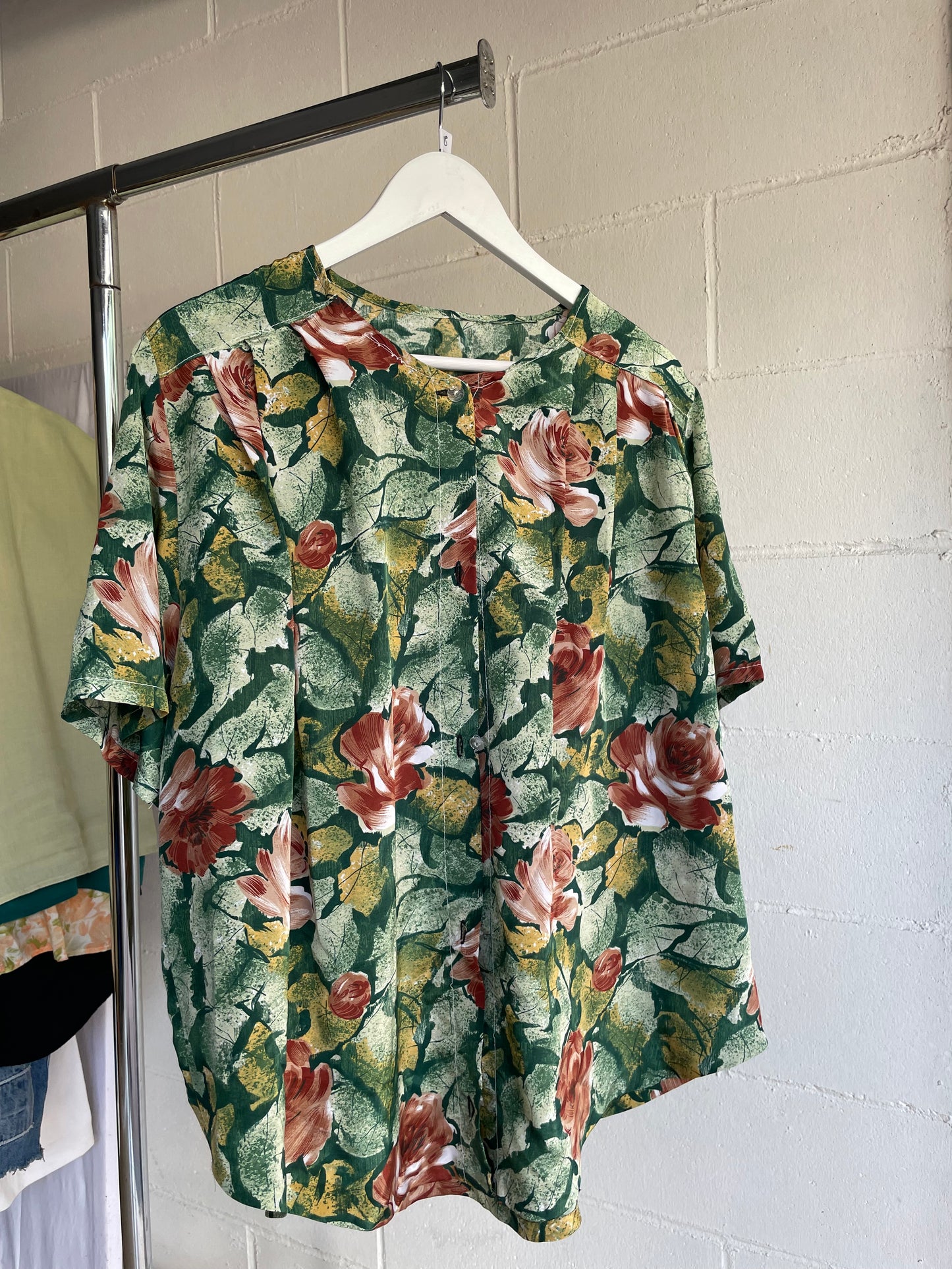 Camicia sartoriale 100% seta fantasia floreale - taglia XL