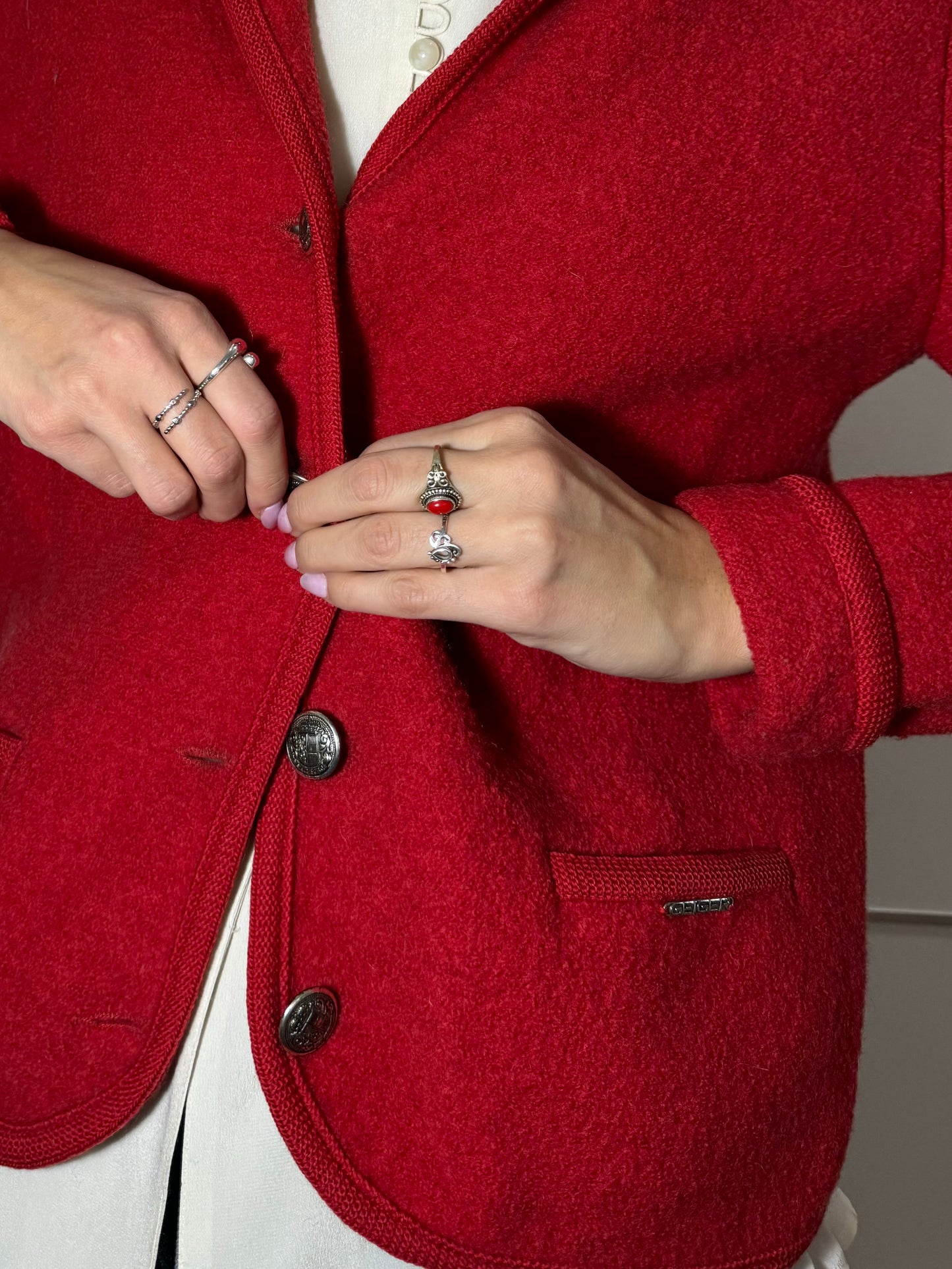 Giacchino tirolese Geiger rosso, in pura lana vergine