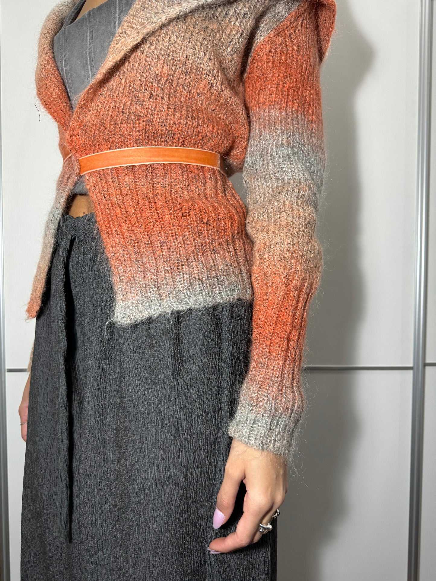 Cardigan sfumato Y2K in misto lana e mohair