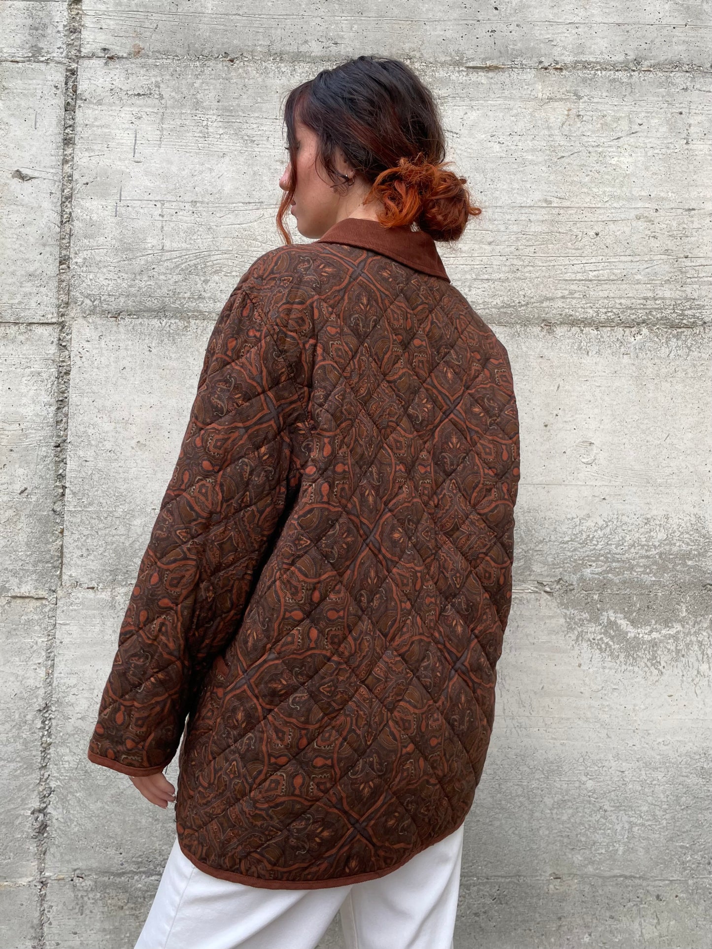 Giacca trapuntata leggera paisley cioccolato - M donna