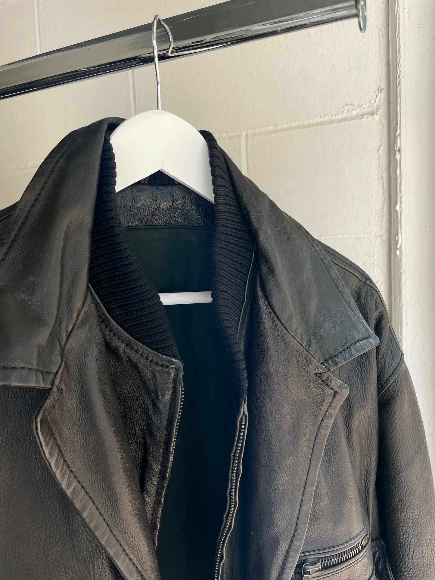 Chiodo vintage distressed in vera pelle - L uomo