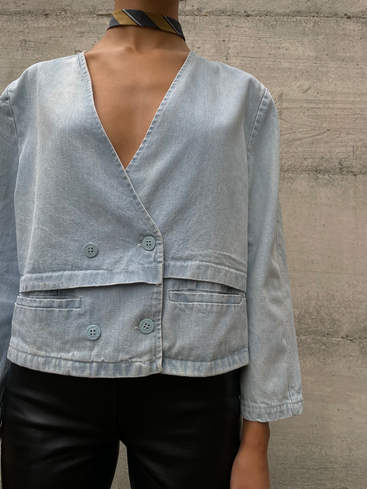 Giacchina denim cropped lavaggio chiaro 100% cotone - taglia M