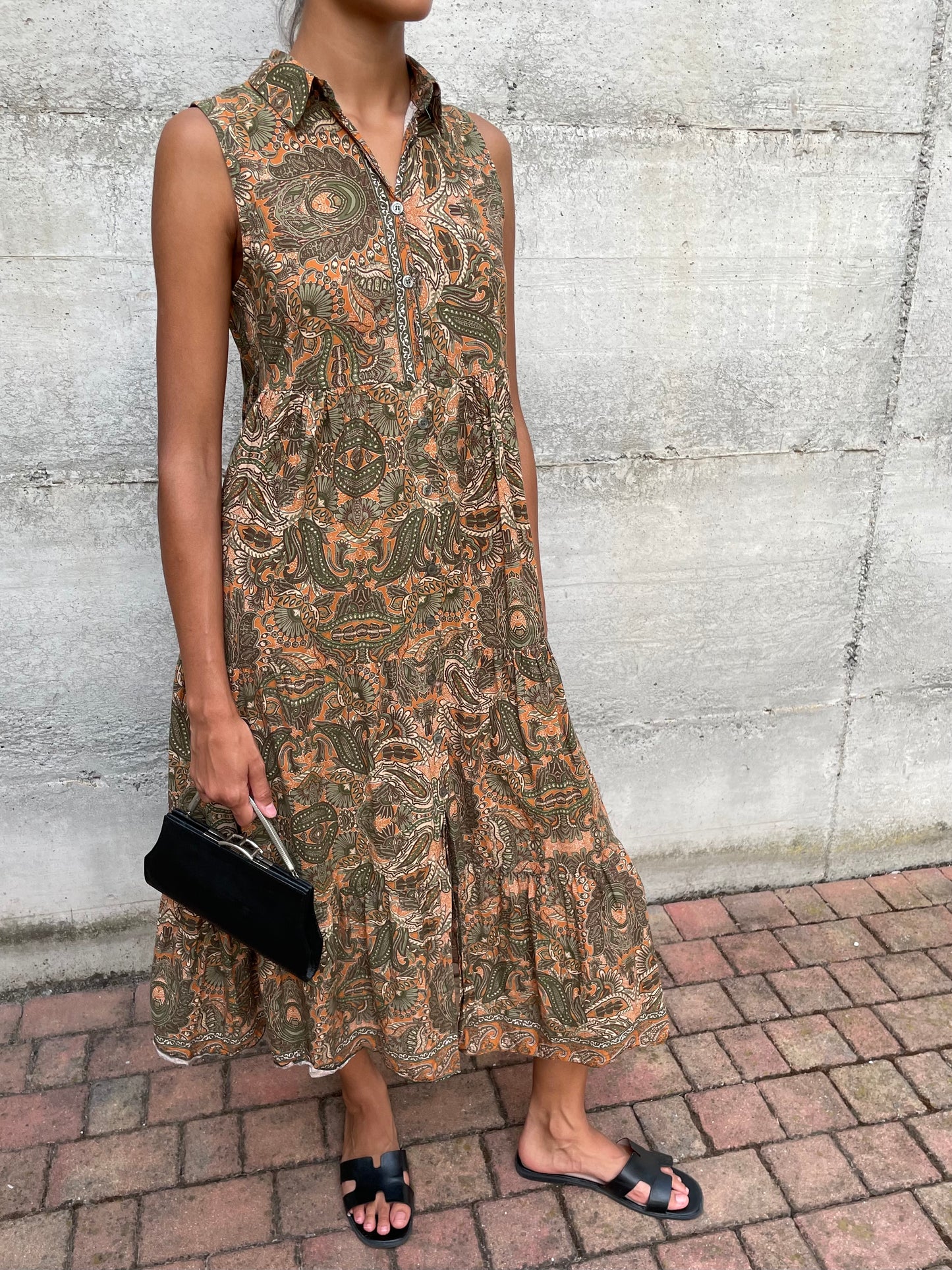 Abito chemisier lungo smanicato 100% cotone - taglia unica