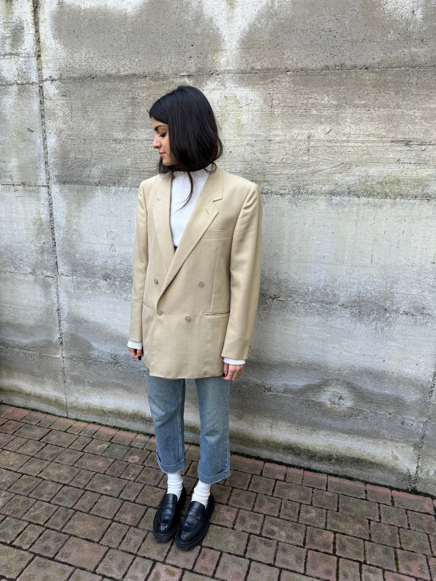 Blazer sartoriale doppiopetto crema