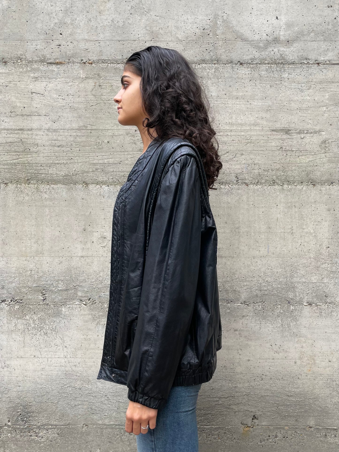 Bomber in vera pelle nero - taglia M