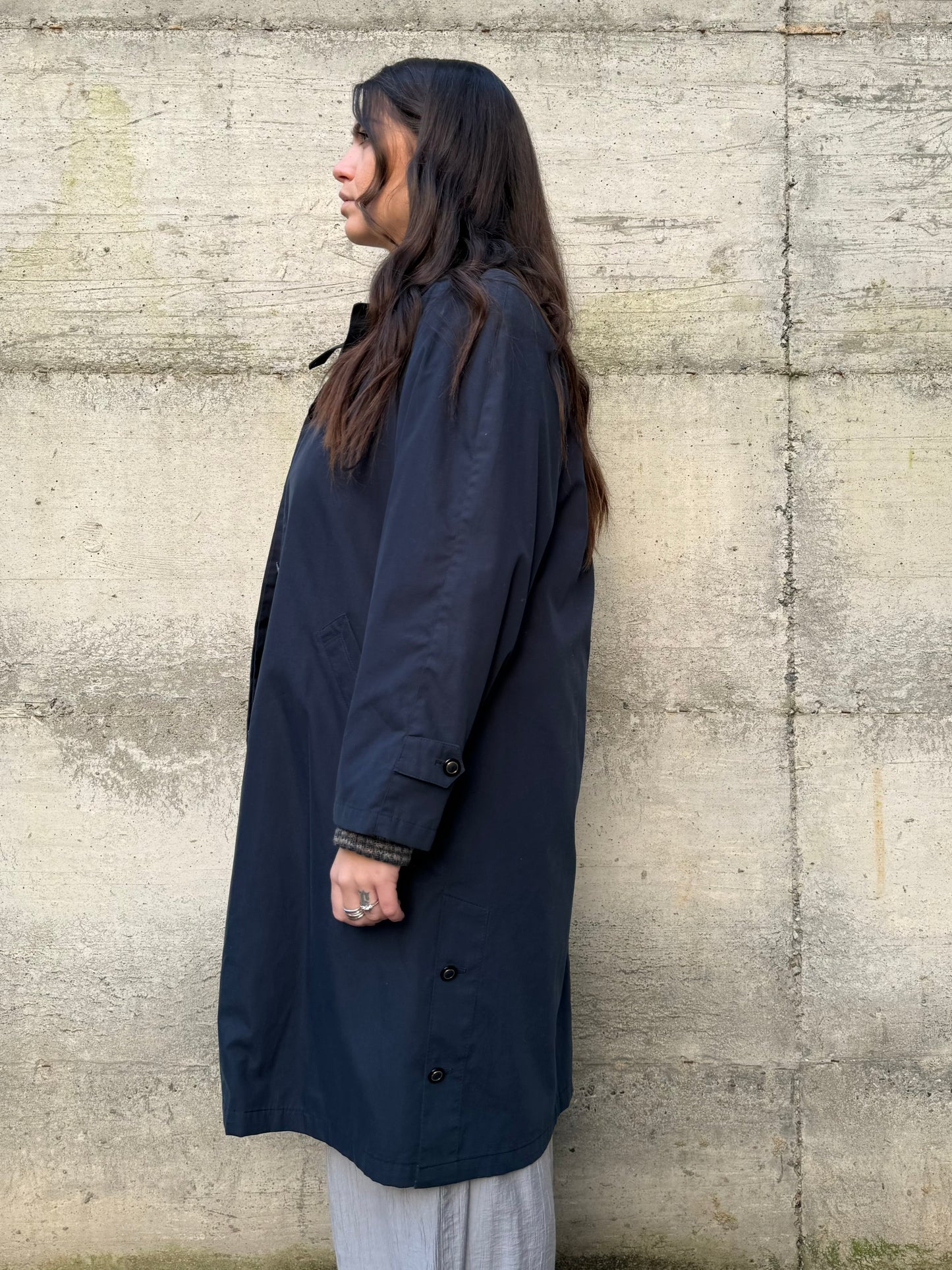 Trenchcoat sartoriale monopetto blu notte