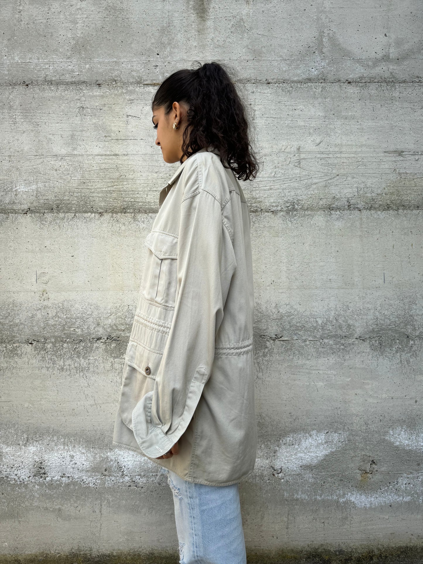 Overshirt cargo in cotone color ghiaccio